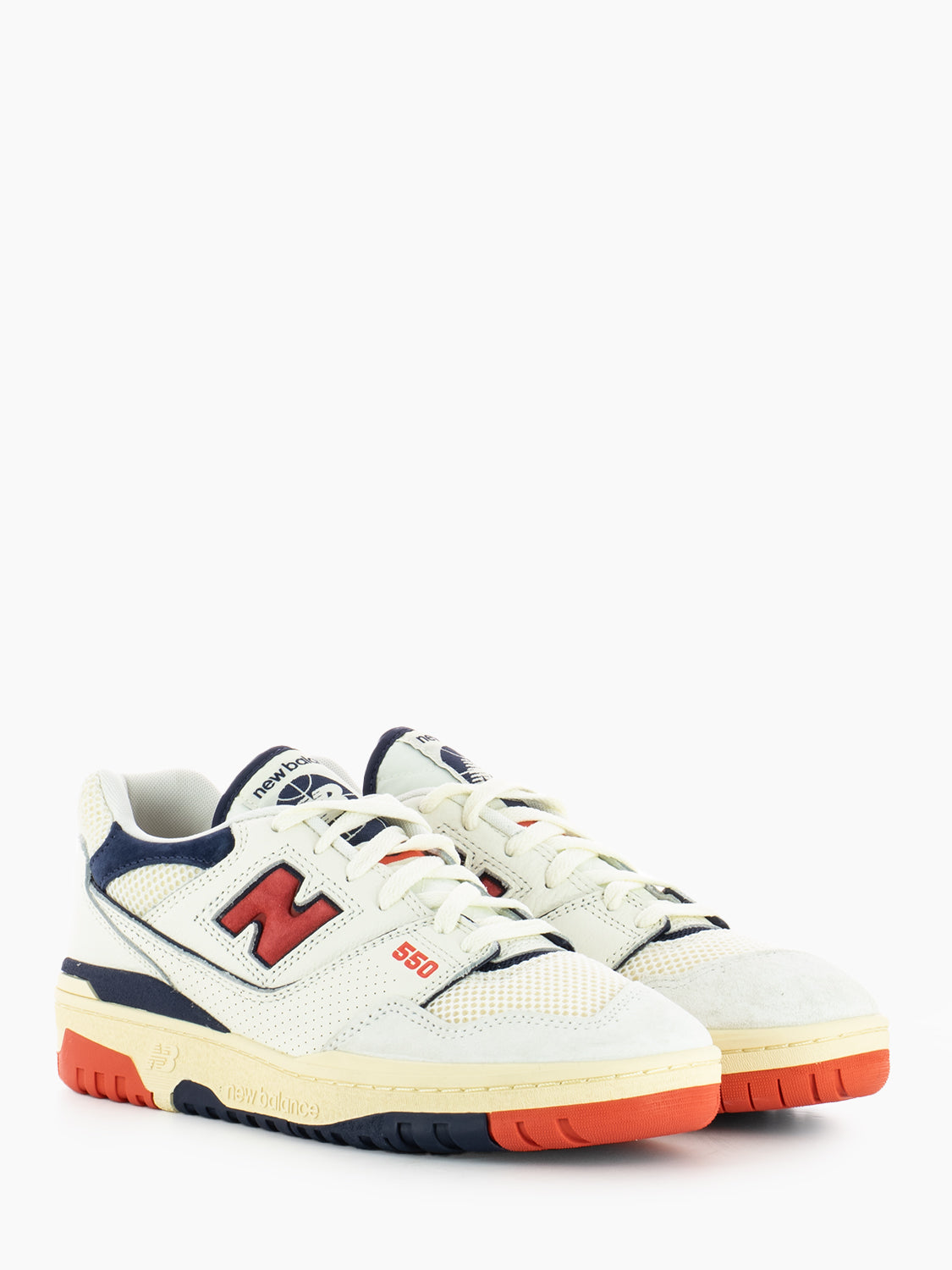 Tier 2 leather textile sneakers off white / navy