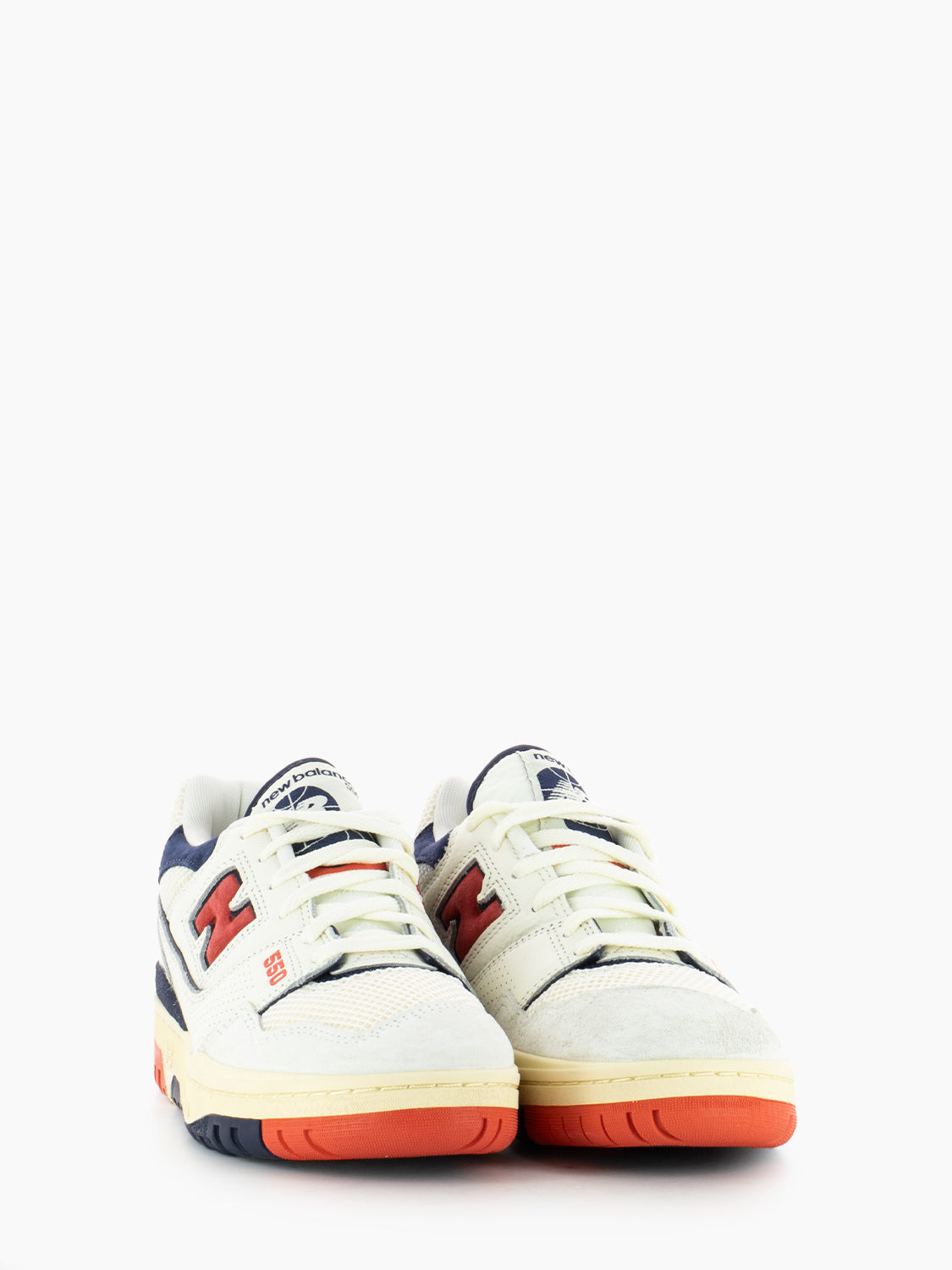 Tier 2 leather textile sneakers off white / navy