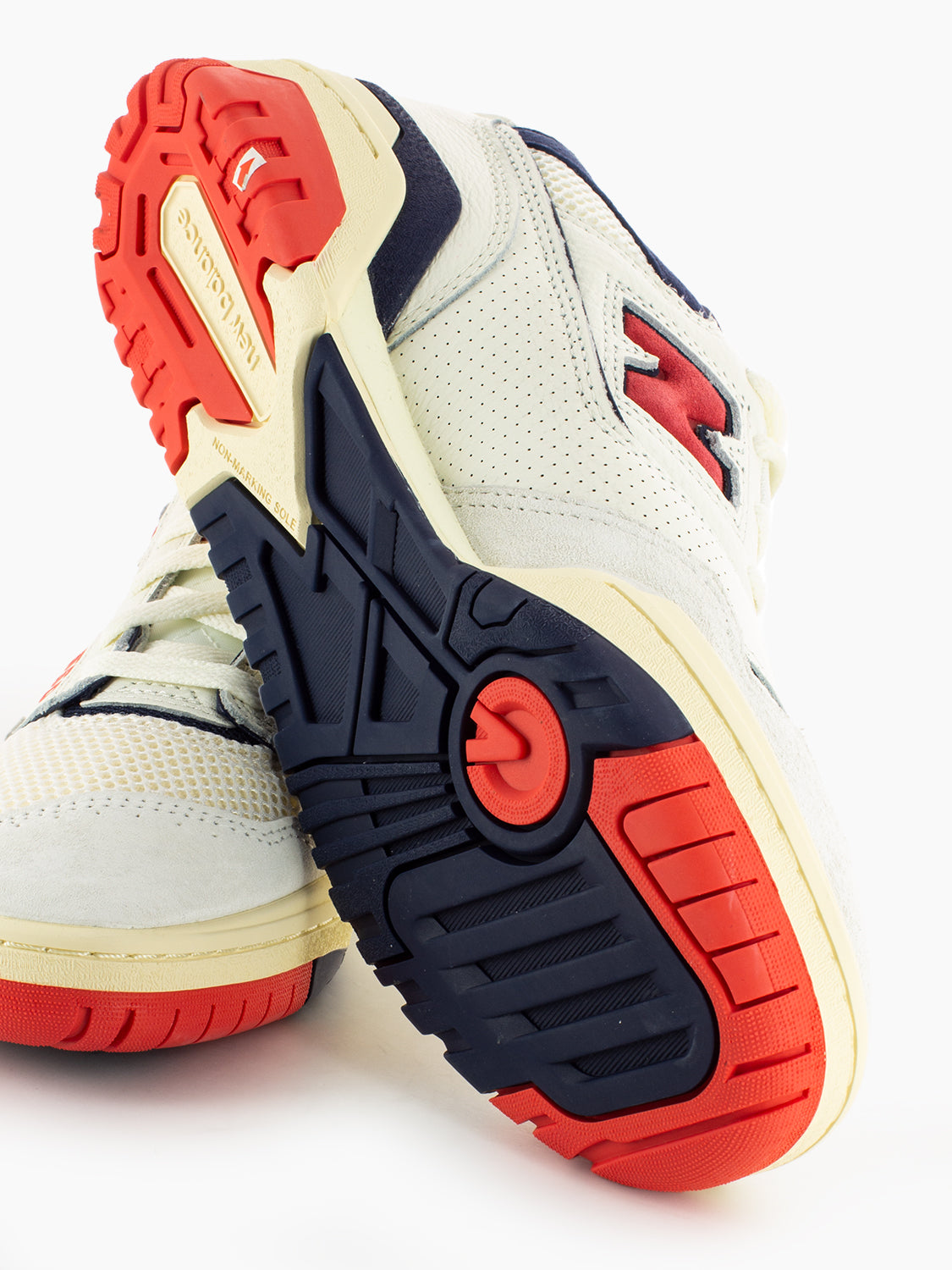 Tier 2 leather textile sneakers off white / navy
