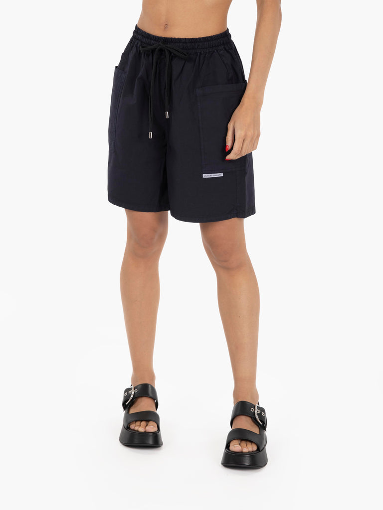 NOU-NOUMENO CONCEPT - Bermuda punto smock con coulisse blu scuro