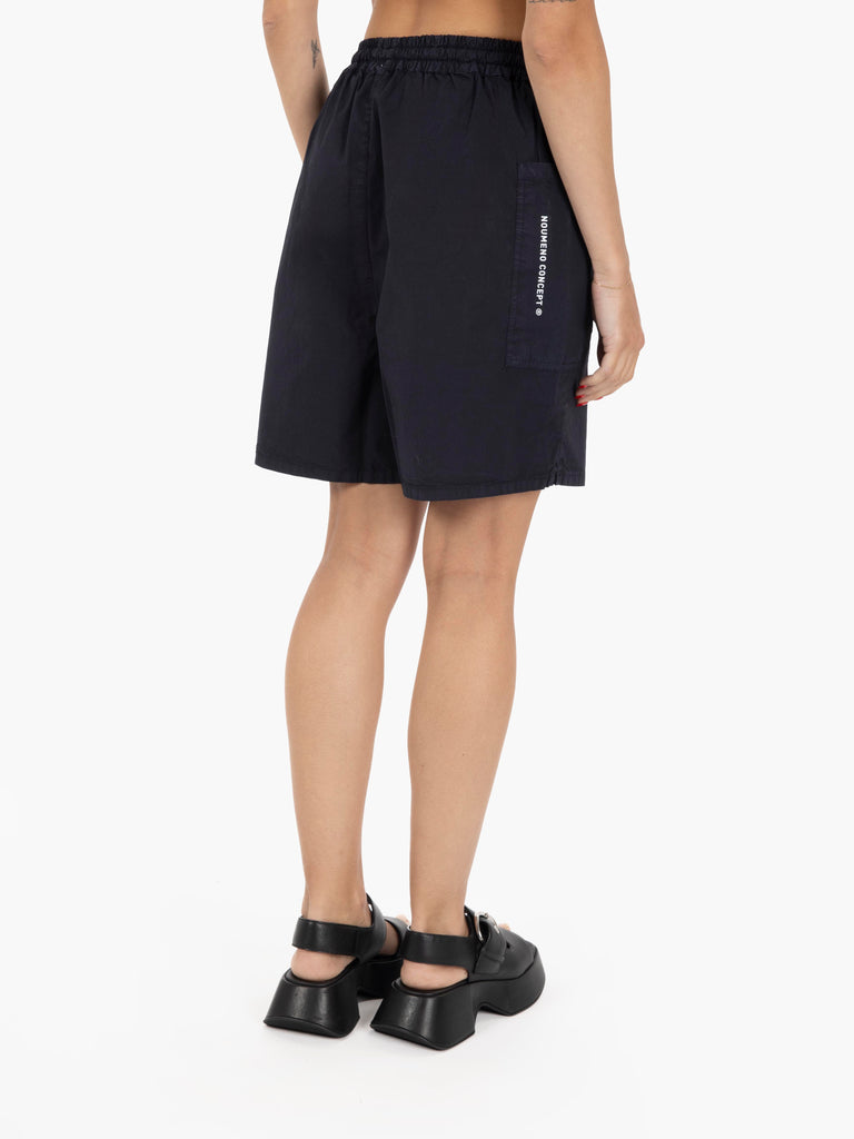 NOU-NOUMENO CONCEPT - Bermuda punto smock con coulisse blu scuro