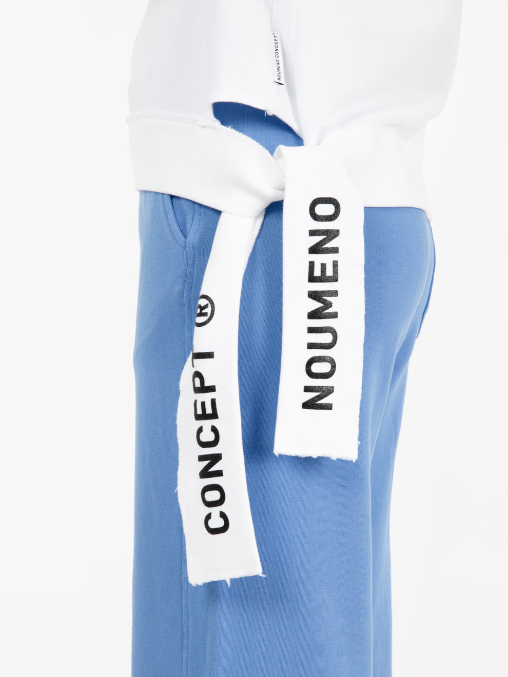 Sweatshirt with cut-out neck and band on the white background