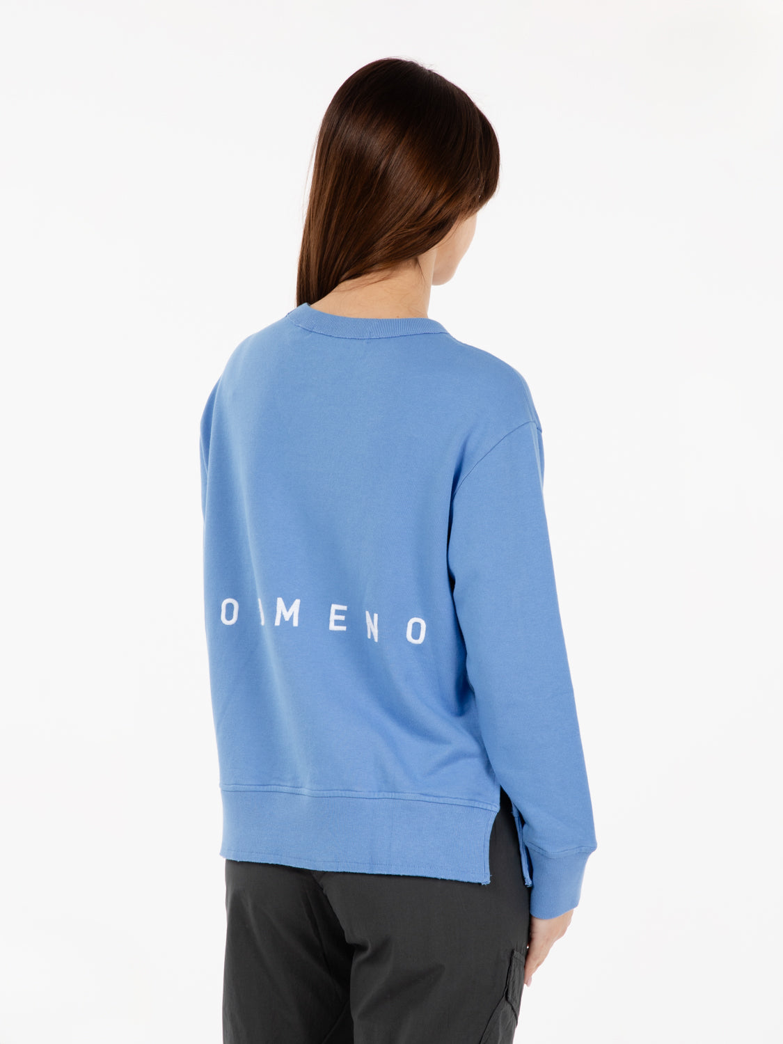 Felpa girocollo fondo a taglio vivo provenza