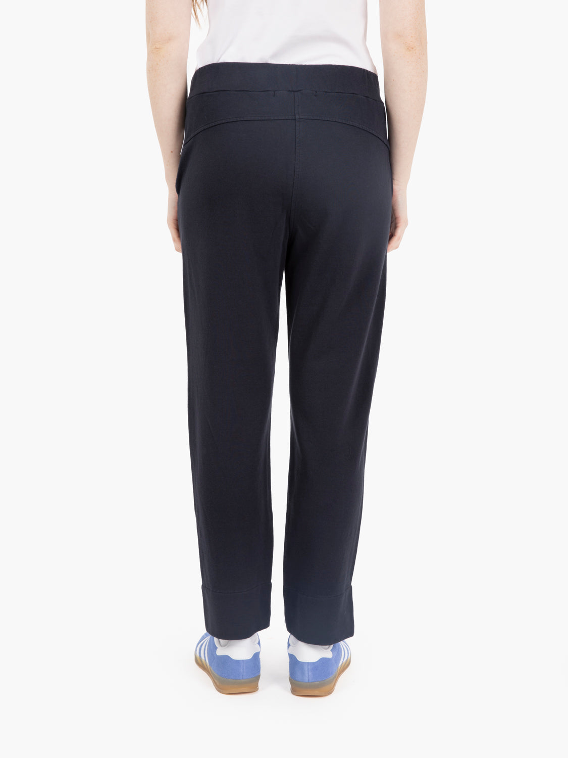 Pants with slit on the blue bottom