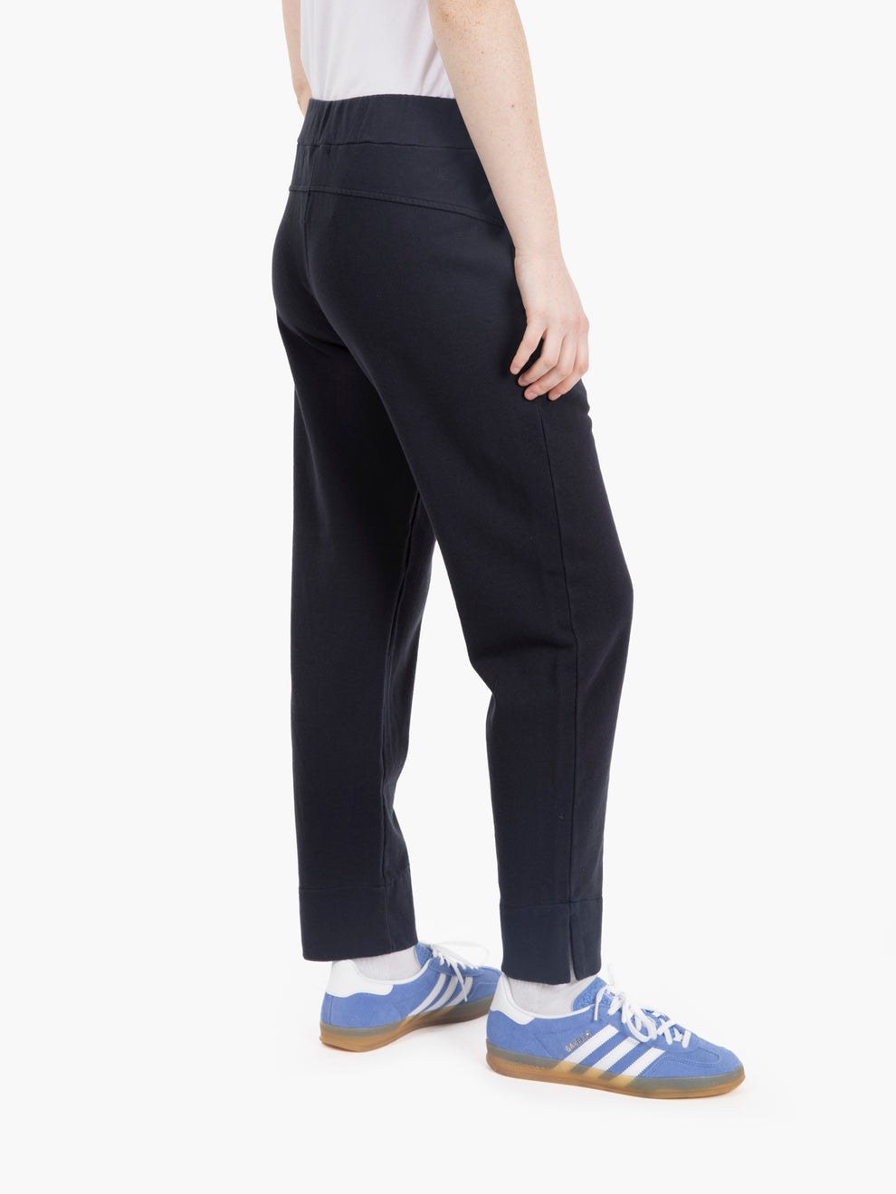 Pants with slit on the blue bottom
