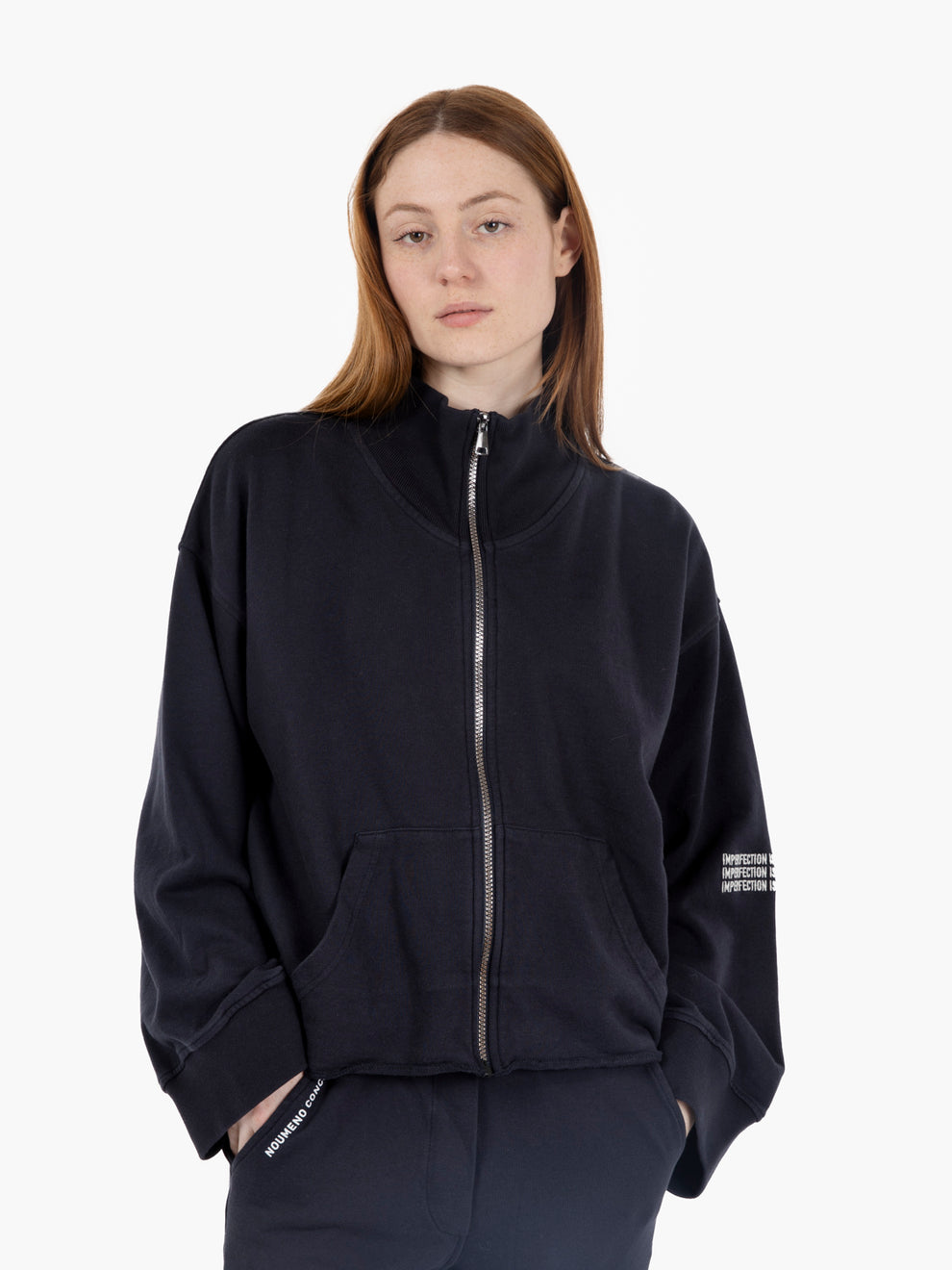 Felpa full zip con maniche a campana blu