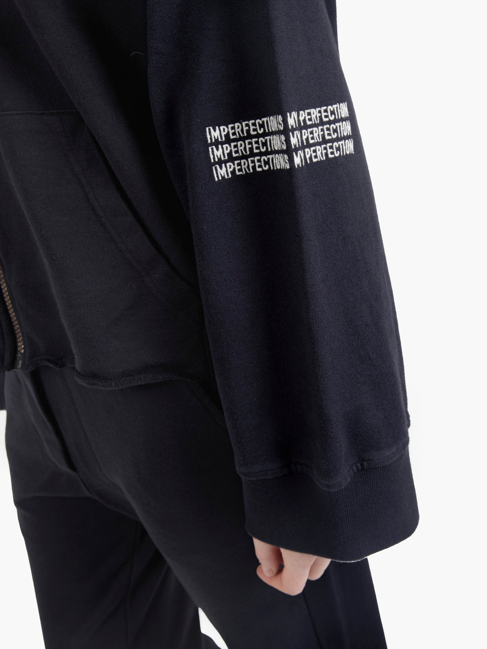 Felpa full zip con maniche a campana blu