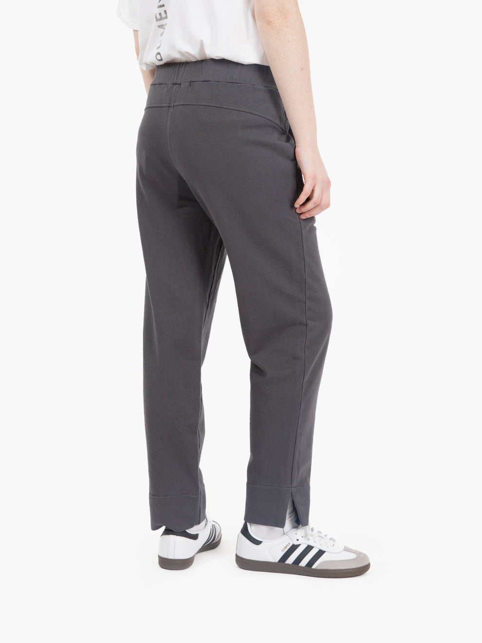 Pants with slit on the grey bottom