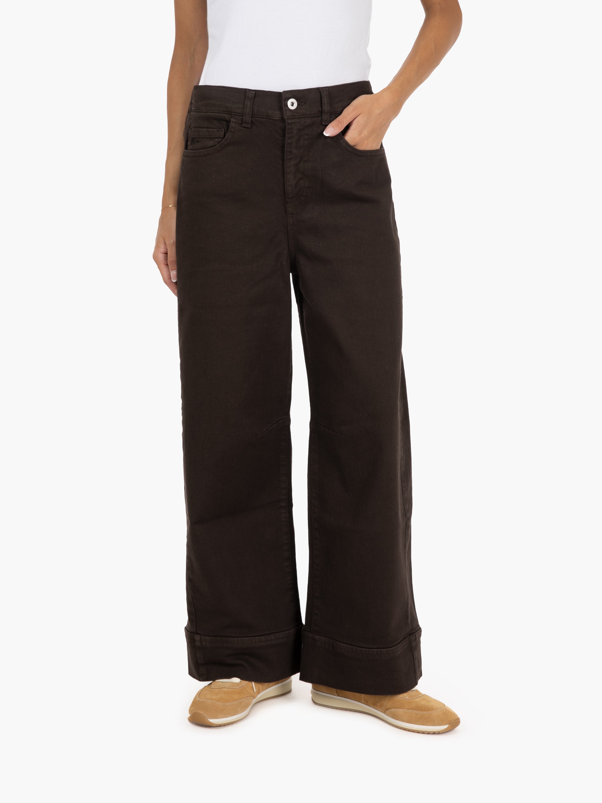 Chocolate stretch cotton trousers