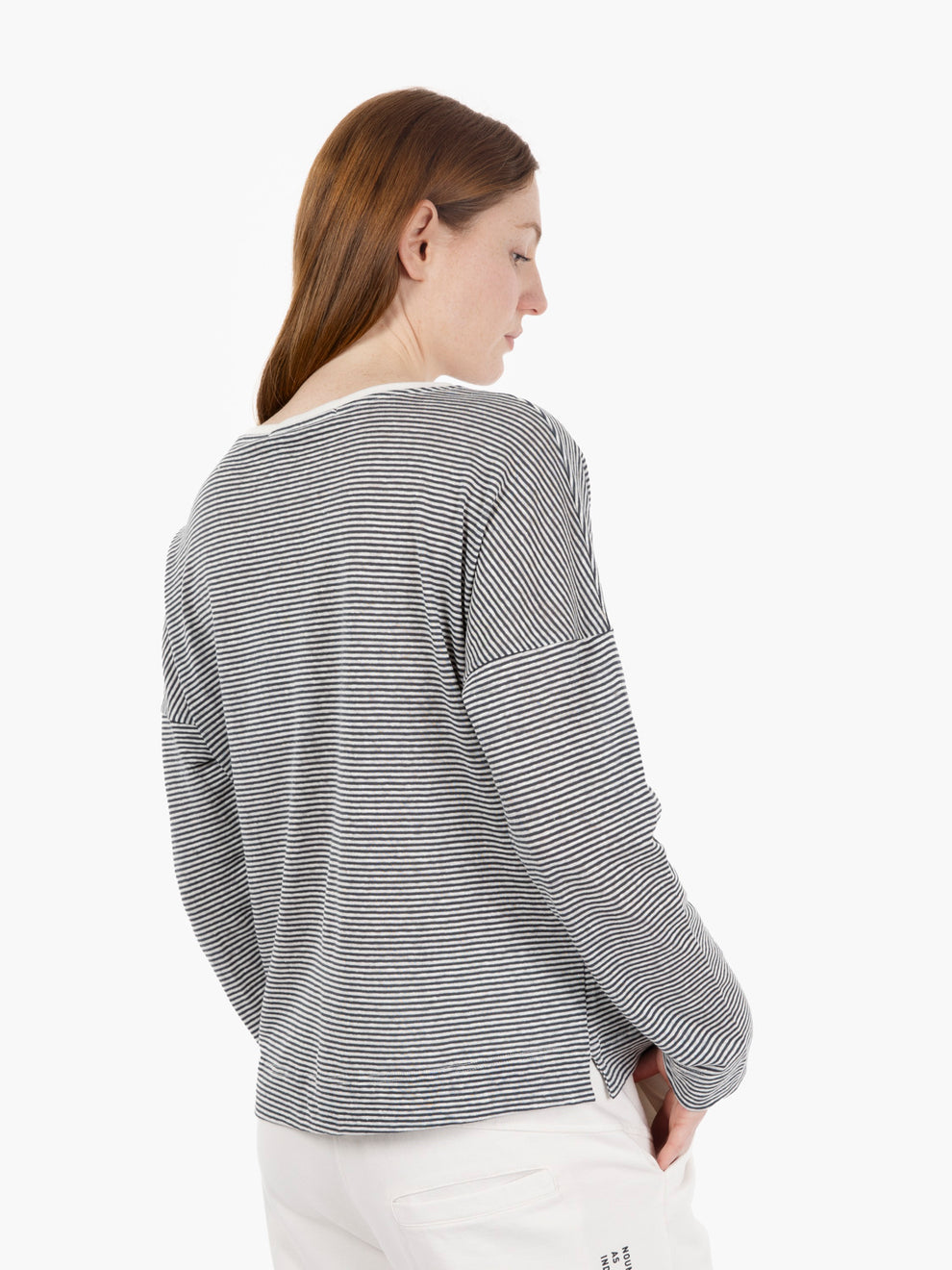 T-shirt long sleeve a righe bianco / grigio
