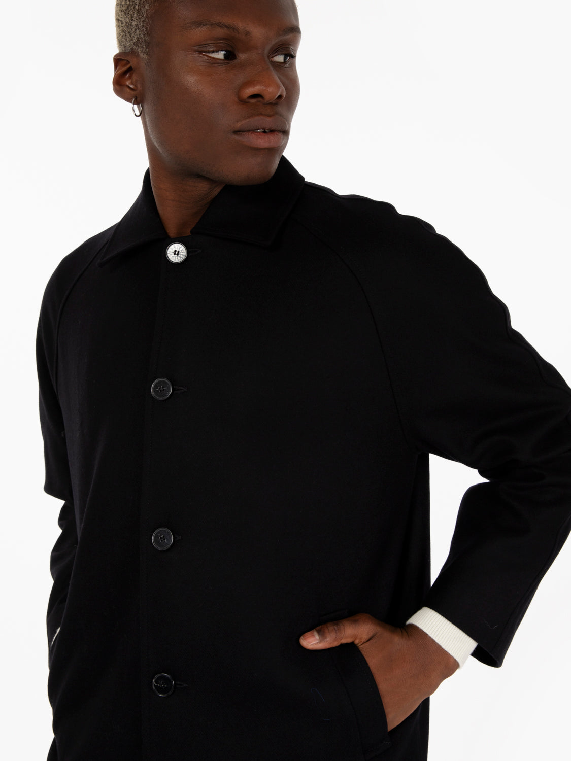 Midnight blue wool and cashmere coat