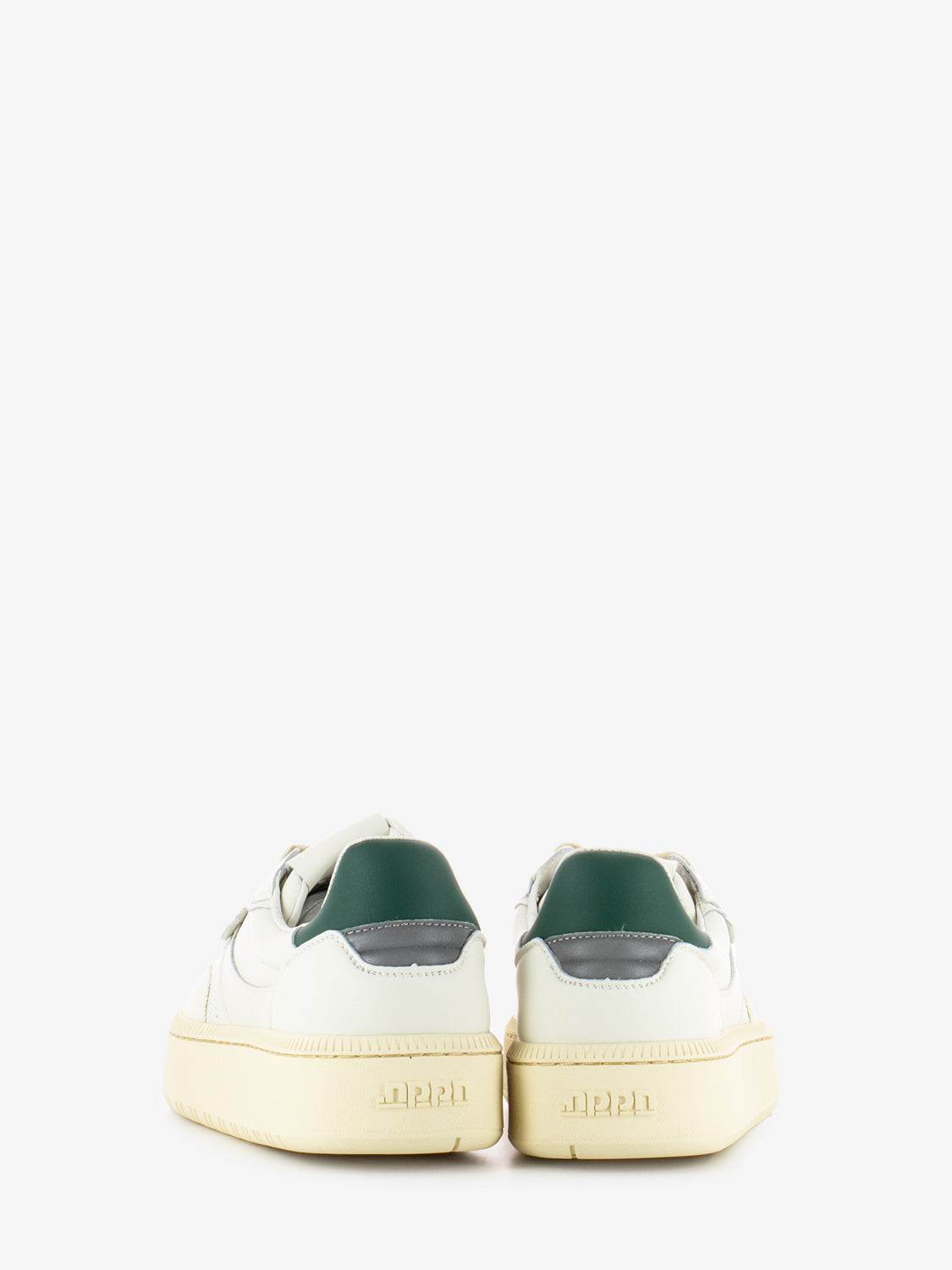 Sneakers in pelle bianco vintage e verde