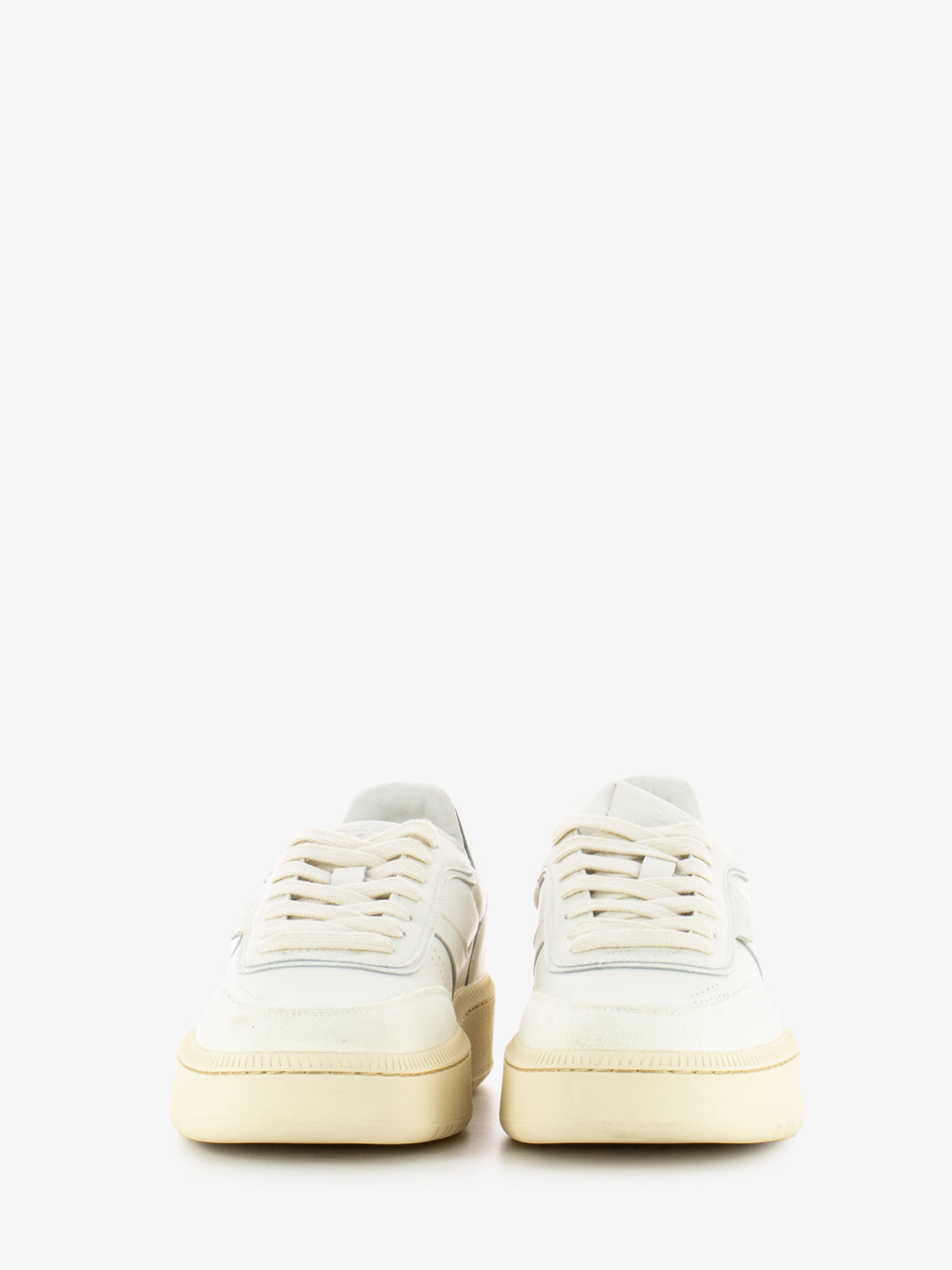 Sneakers in pelle bianco vintage e verde