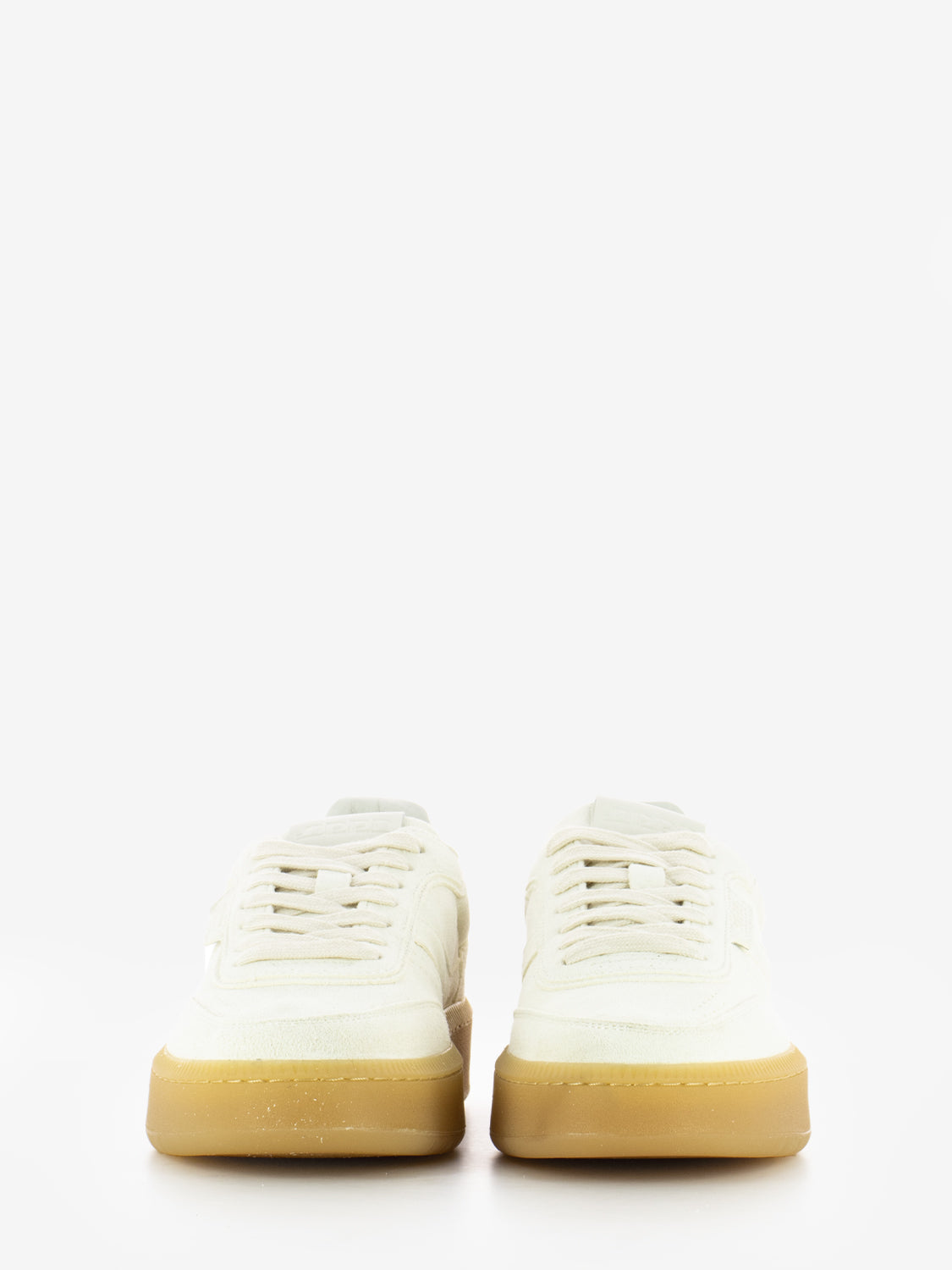 Cream suede sneakers
