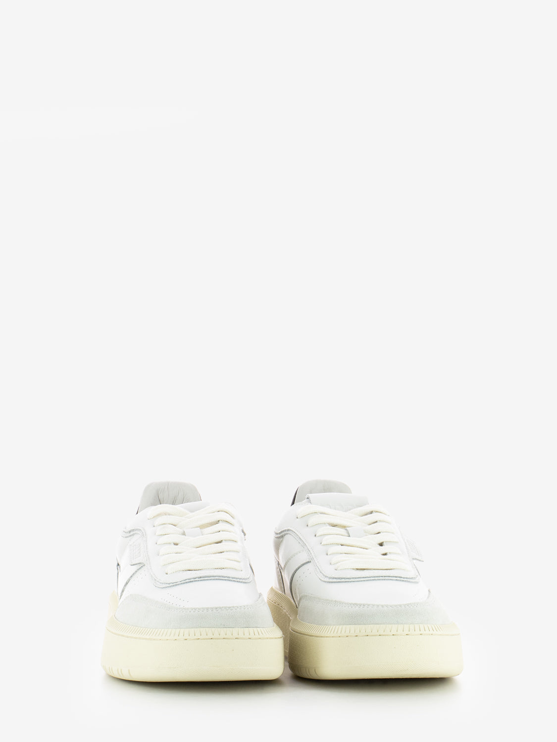 White / black leather suede sneakers
