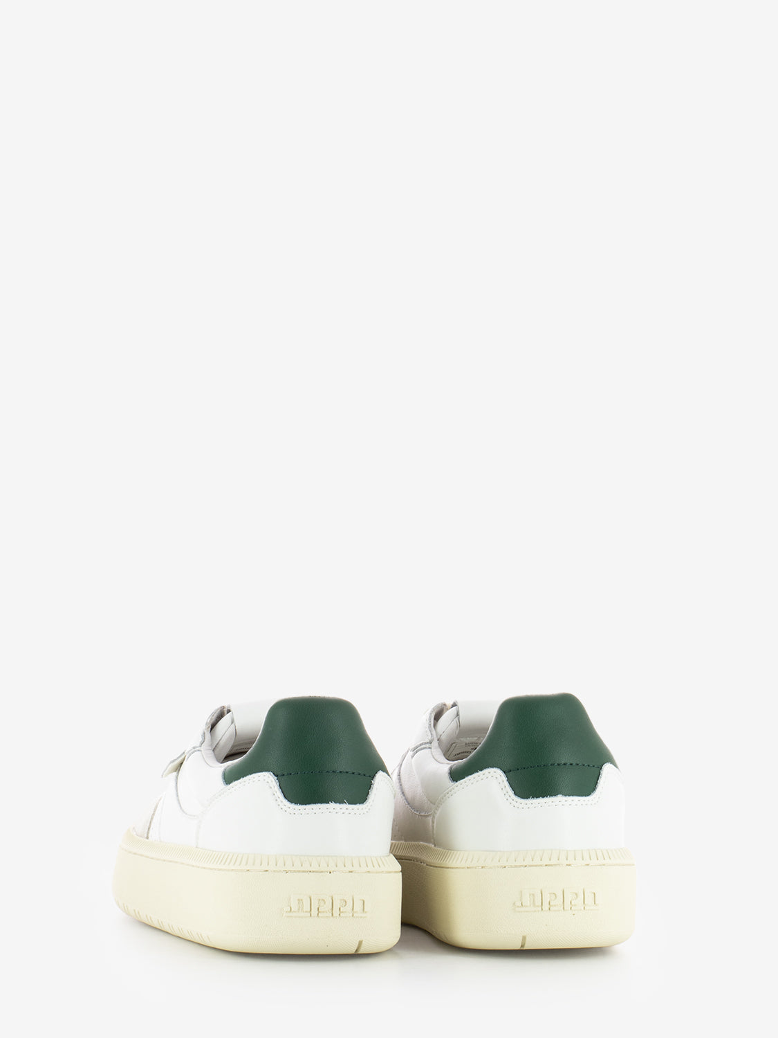 White / green leather suede sneakers