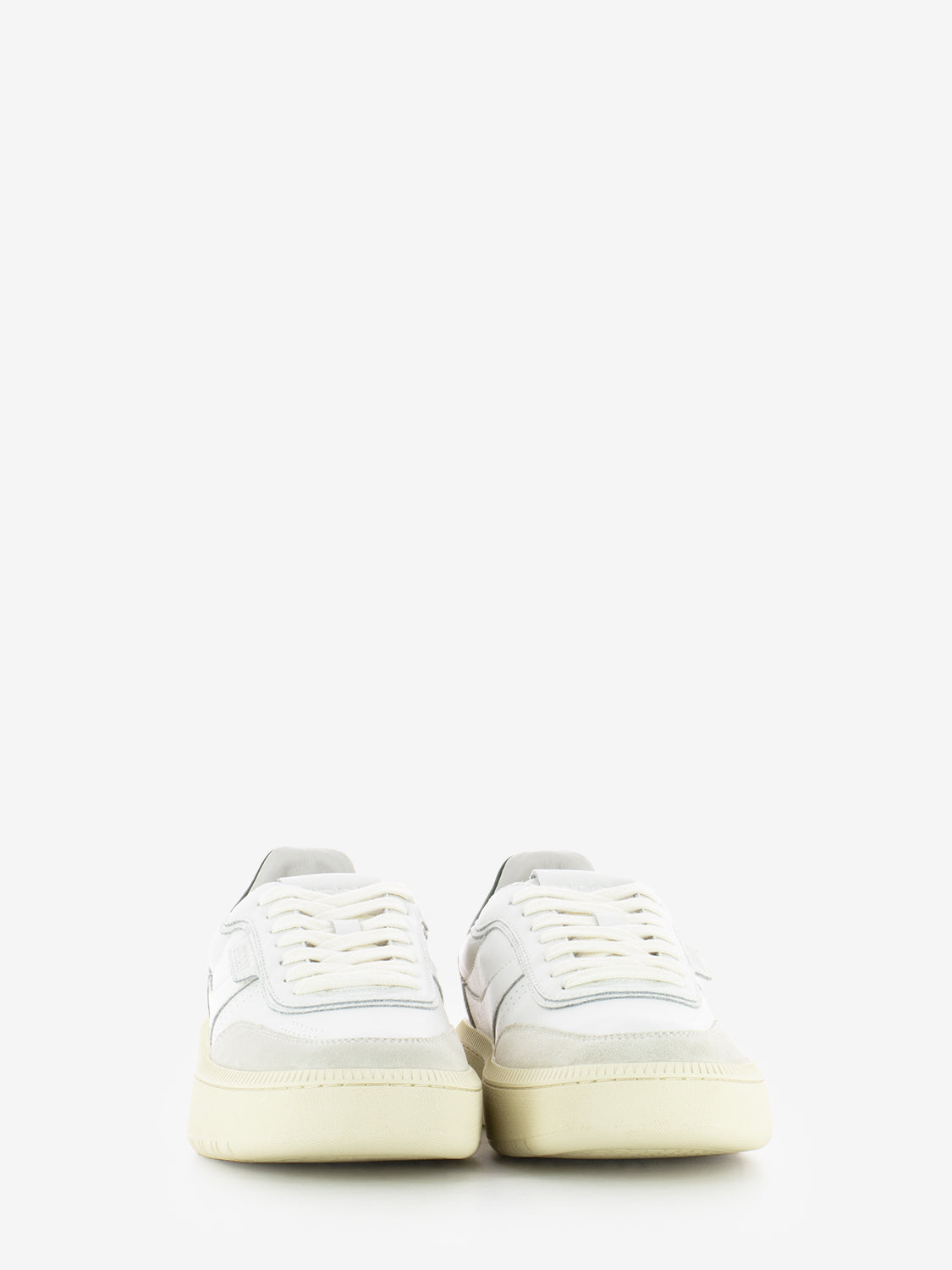 White / green leather suede sneakers