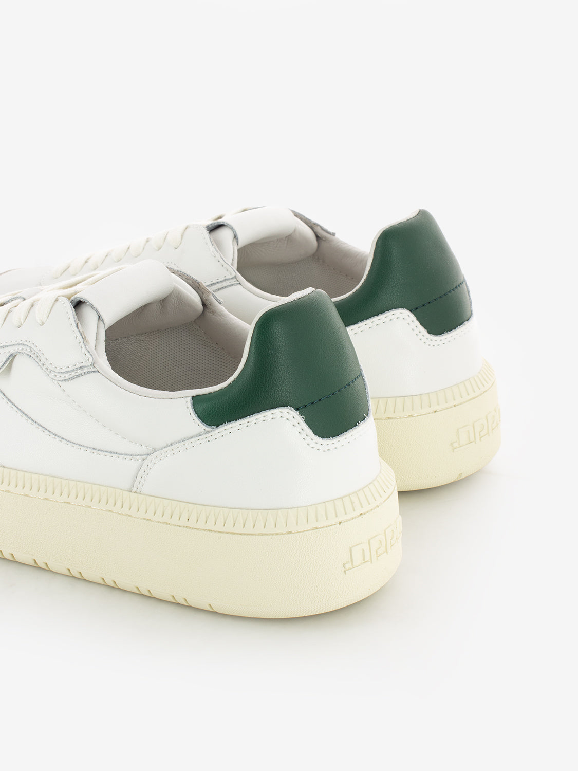 White / green leather suede sneakers