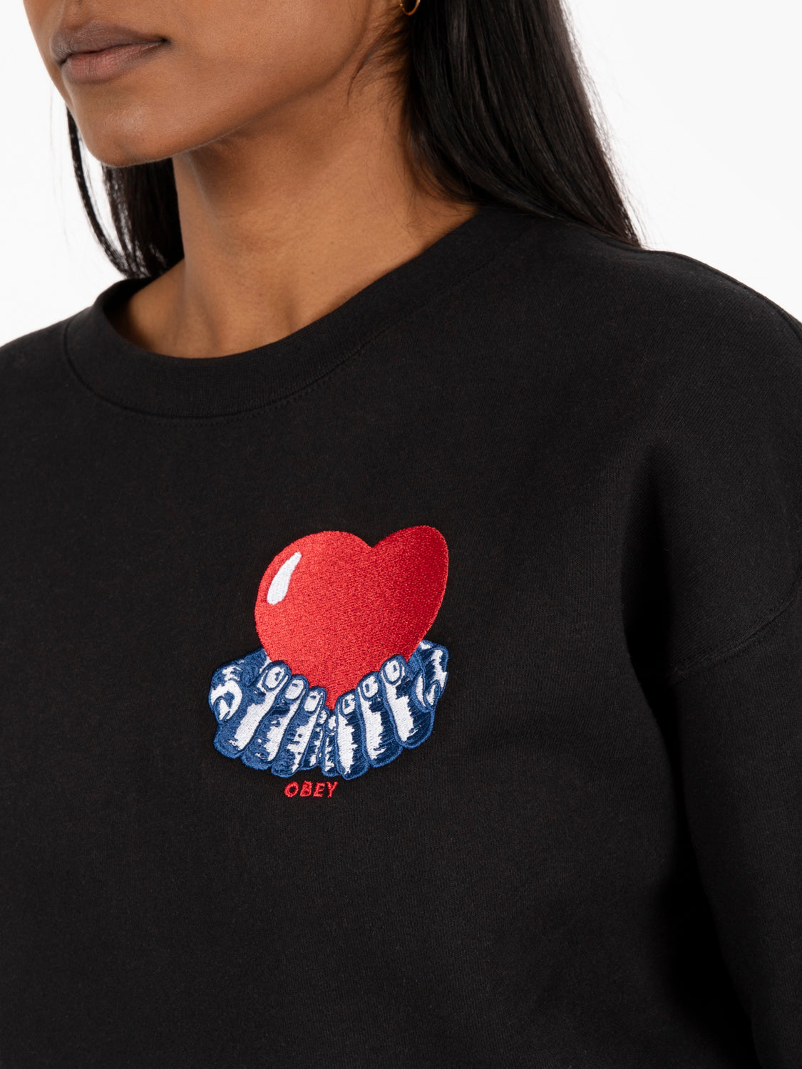 Felpa heart crewneck digital black