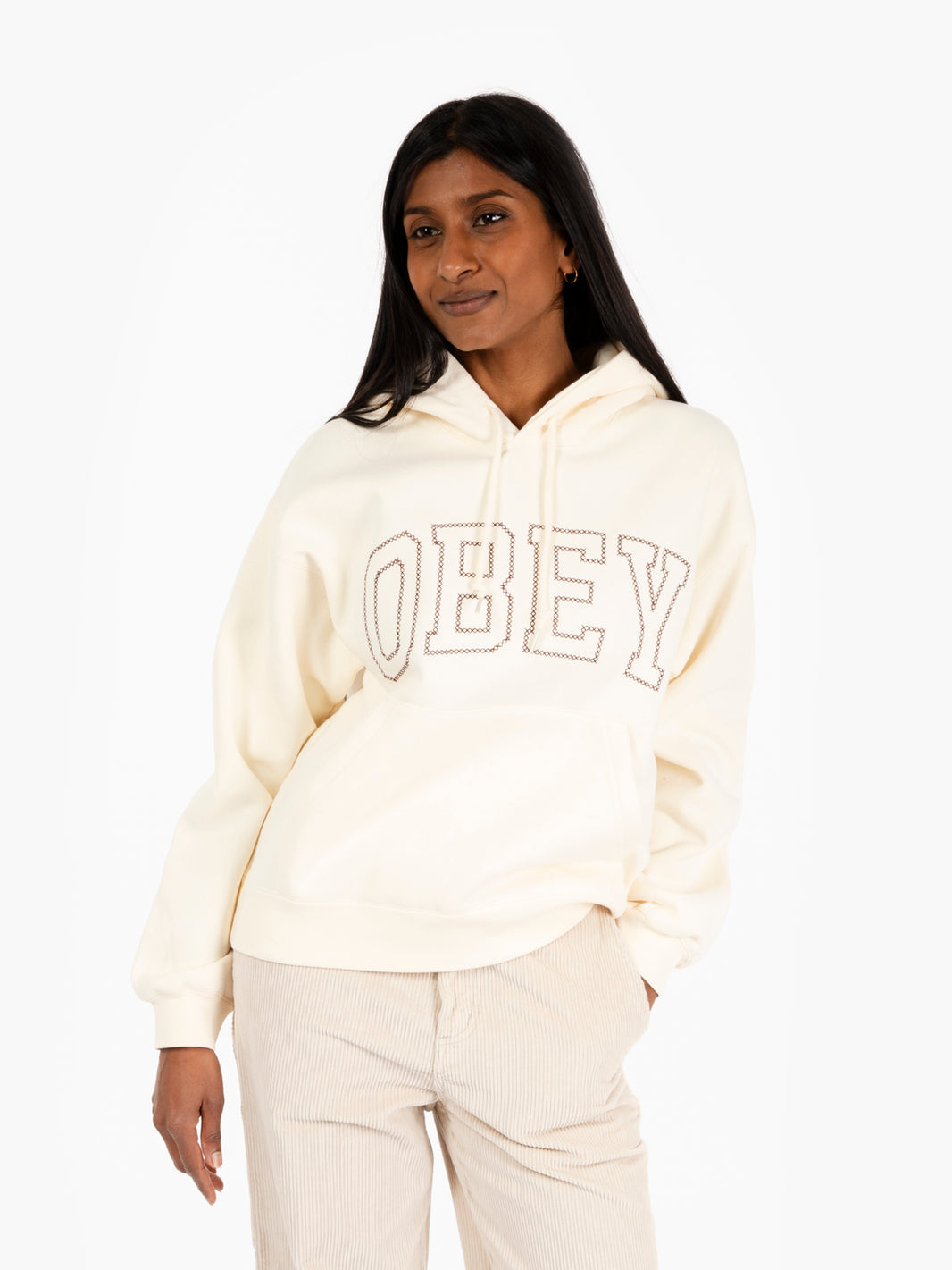 Unbleached college lettering logo sweatshirt
