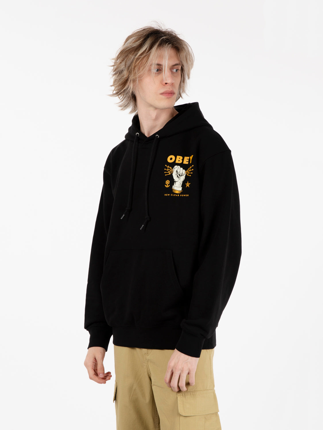 Felpa new clear power hoodie black