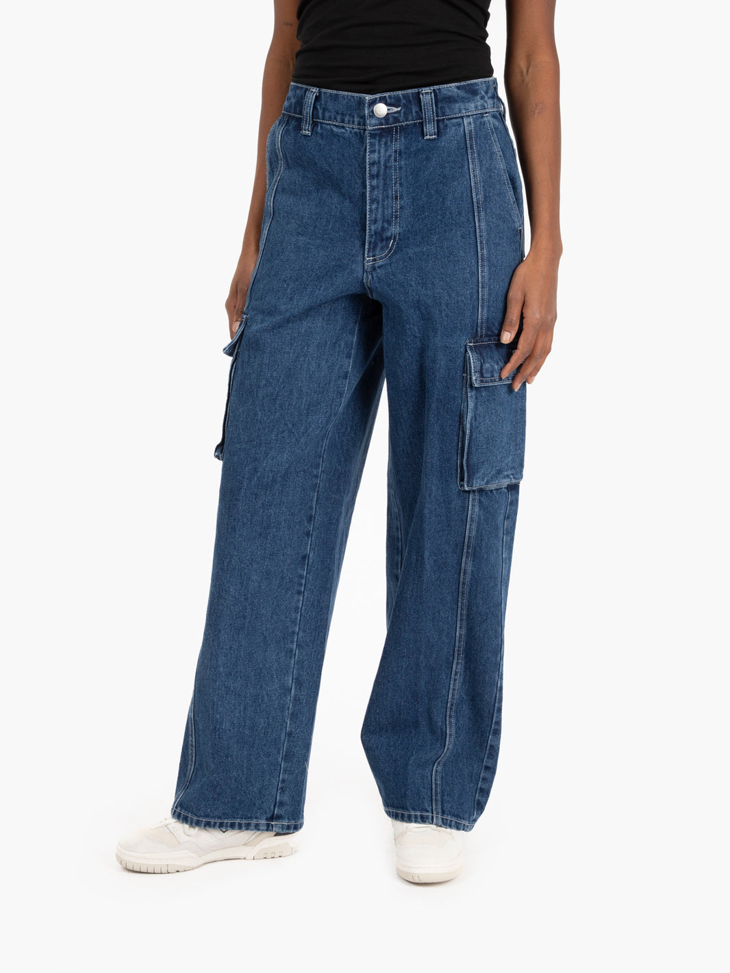 Search cargo stone wash indigo jeans