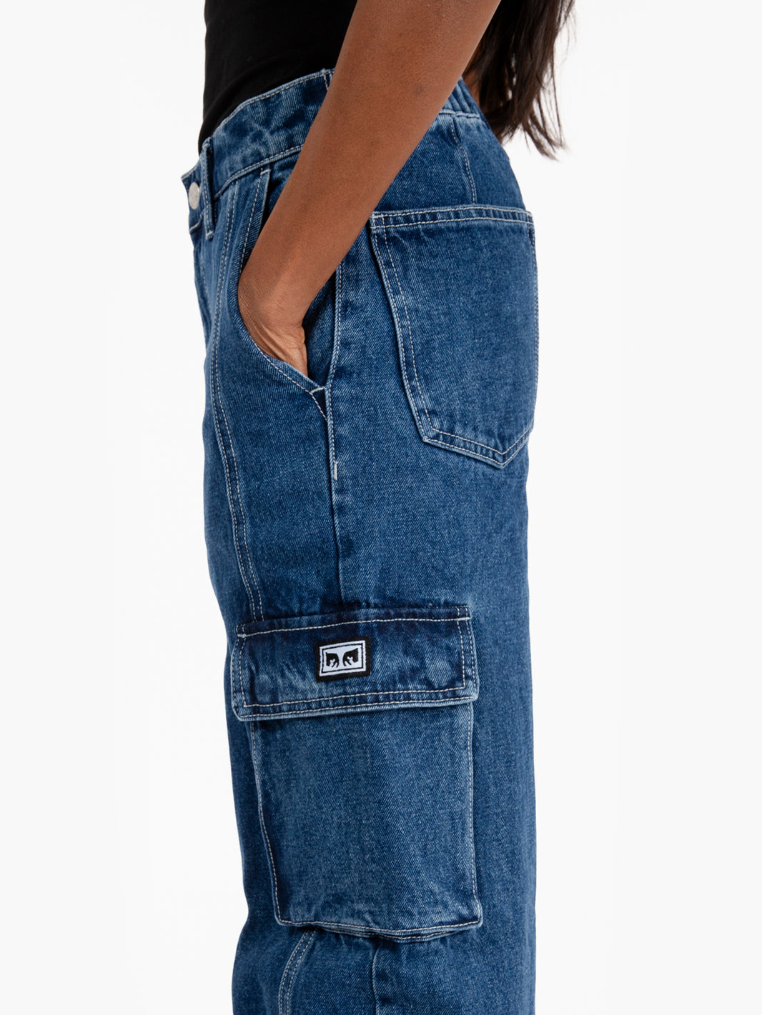 Search cargo stone wash indigo jeans