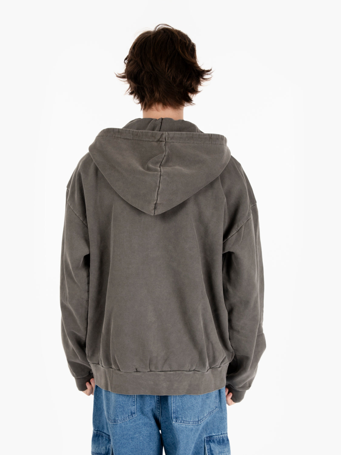 Lowercase pigment zip hood fleece grey