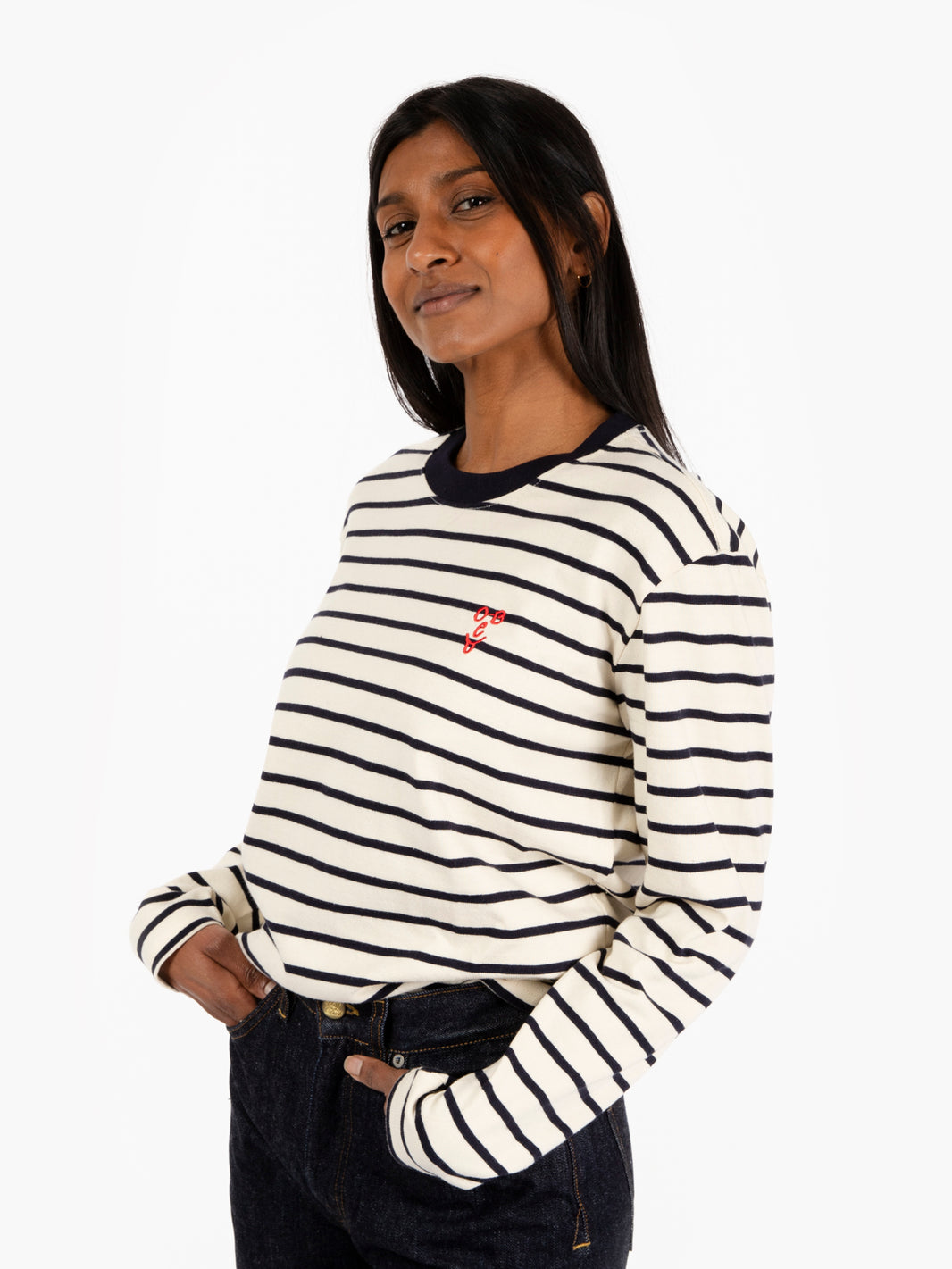Ramona stripe white asparagus sweater