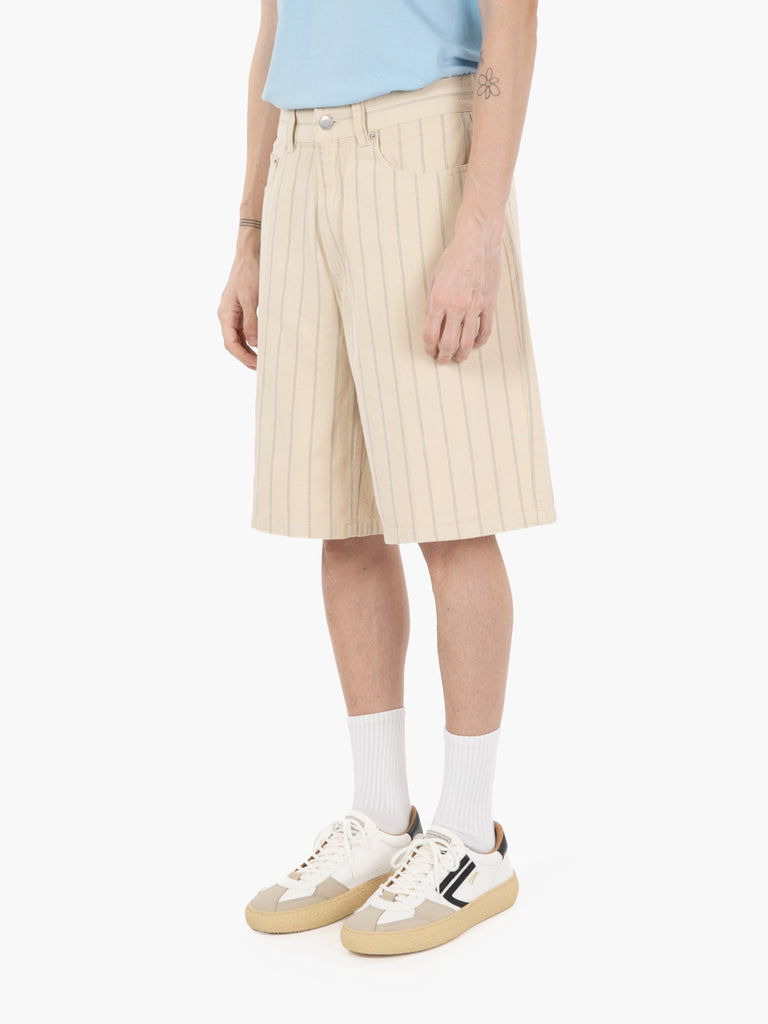 OBEY - Stripe baggy denim short pelican