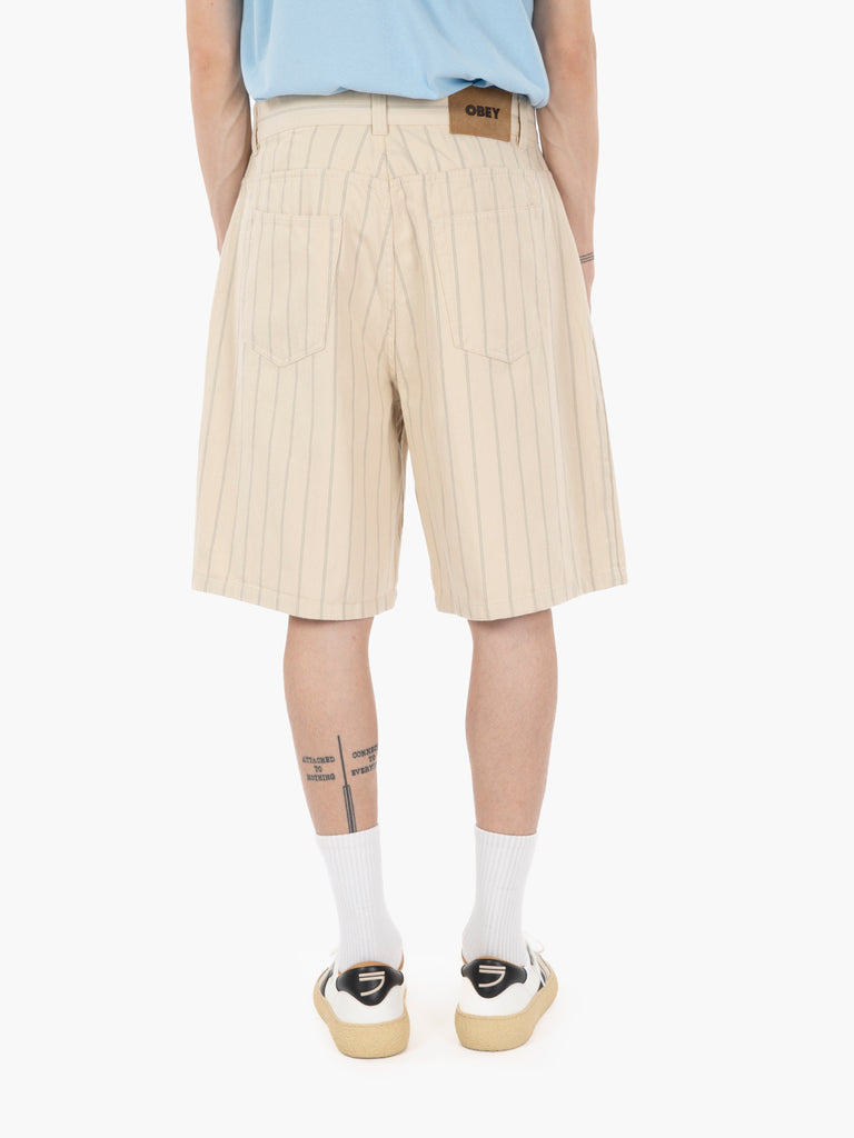 OBEY - Stripe baggy denim short pelican