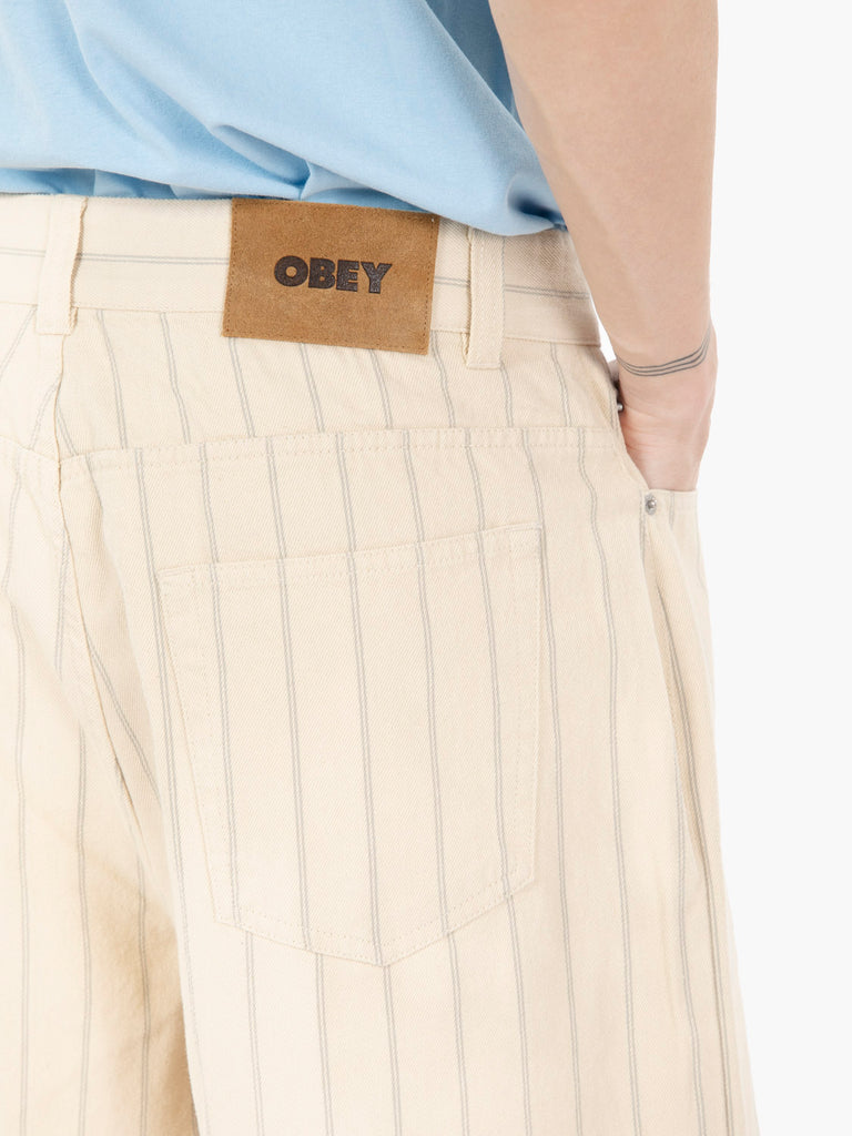 OBEY - Stripe baggy denim short pelican