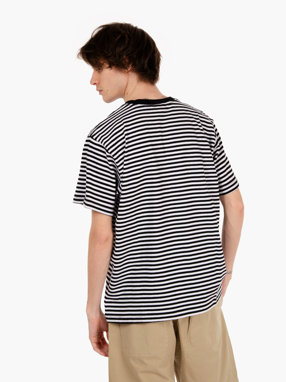 T-shirt established works eyes stripes tee black