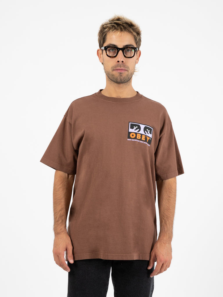 OBEY - T-shirt Subvert Heavyweight classic box tee sepia