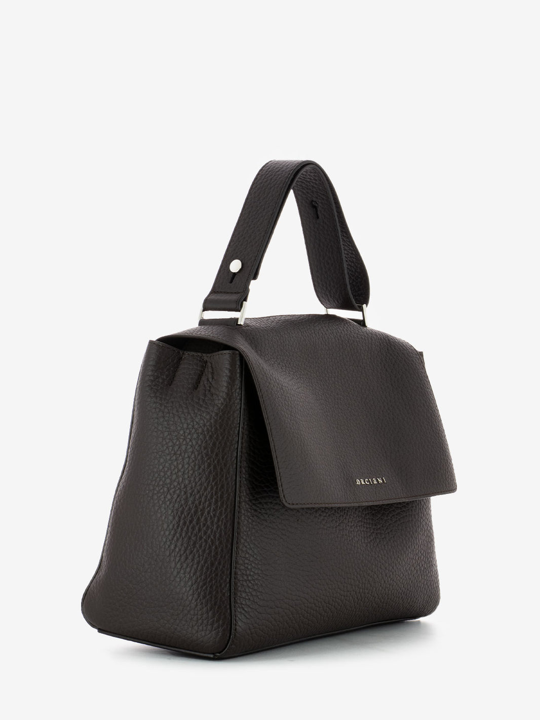 Medium bag in hammered leather dark brown