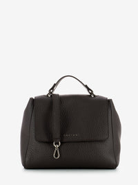 Small bag in hammered leather dark brown