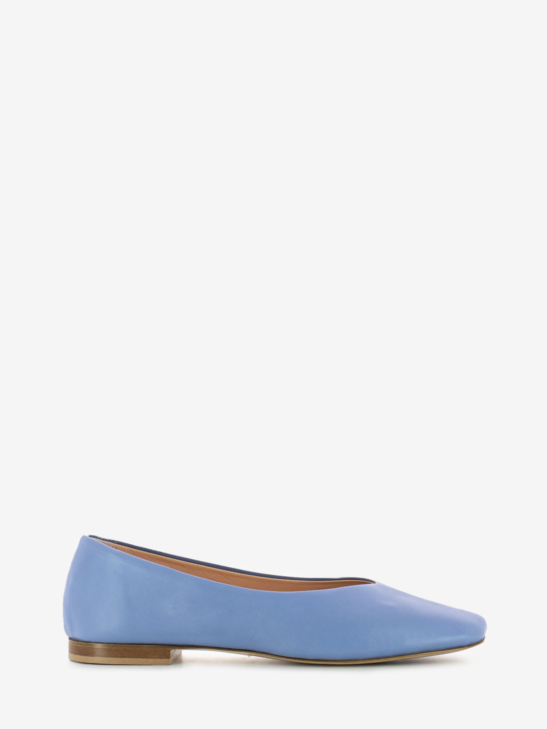 Ballerina punta squadrata nappa azzurro / naplack