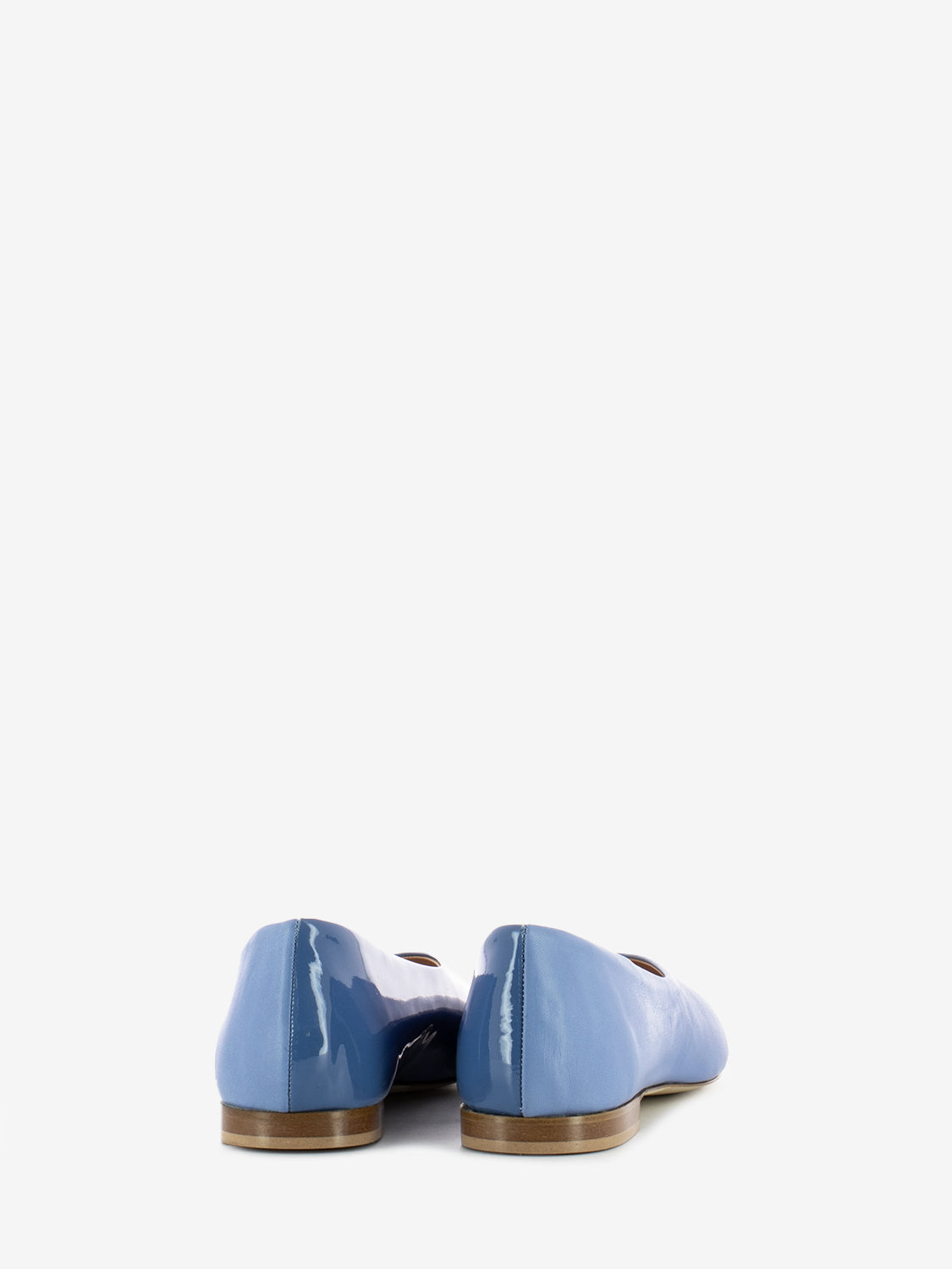Ballerina punta squadrata nappa azzurro / naplack