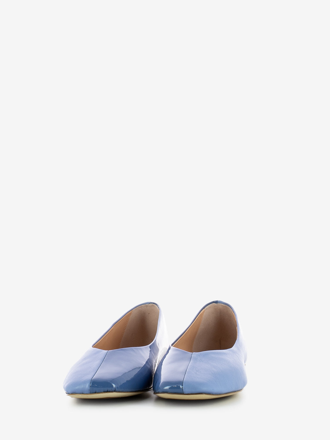 Ballerina punta squadrata nappa azzurro / naplack