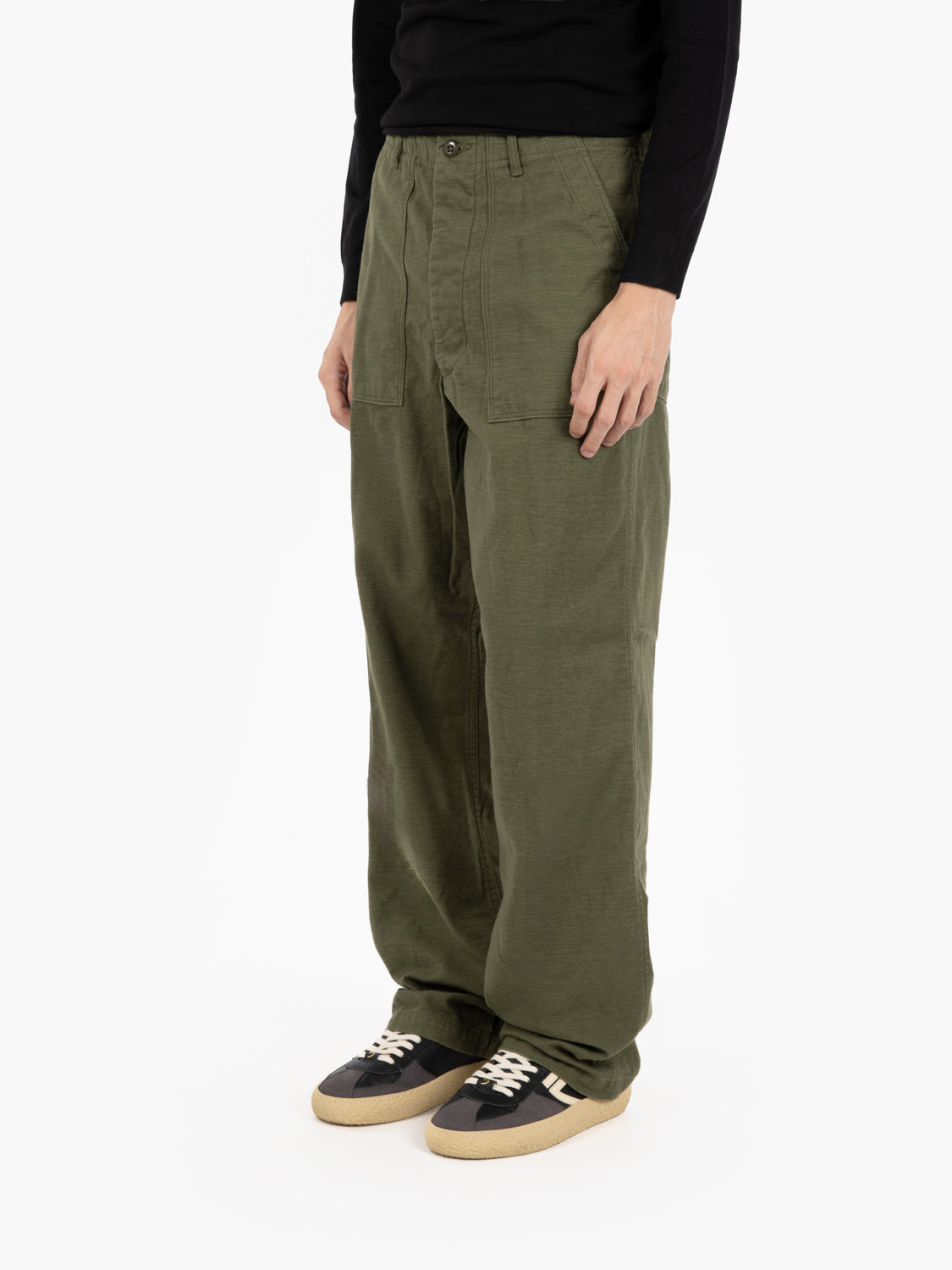 Vintage fit army trousers dark olive
