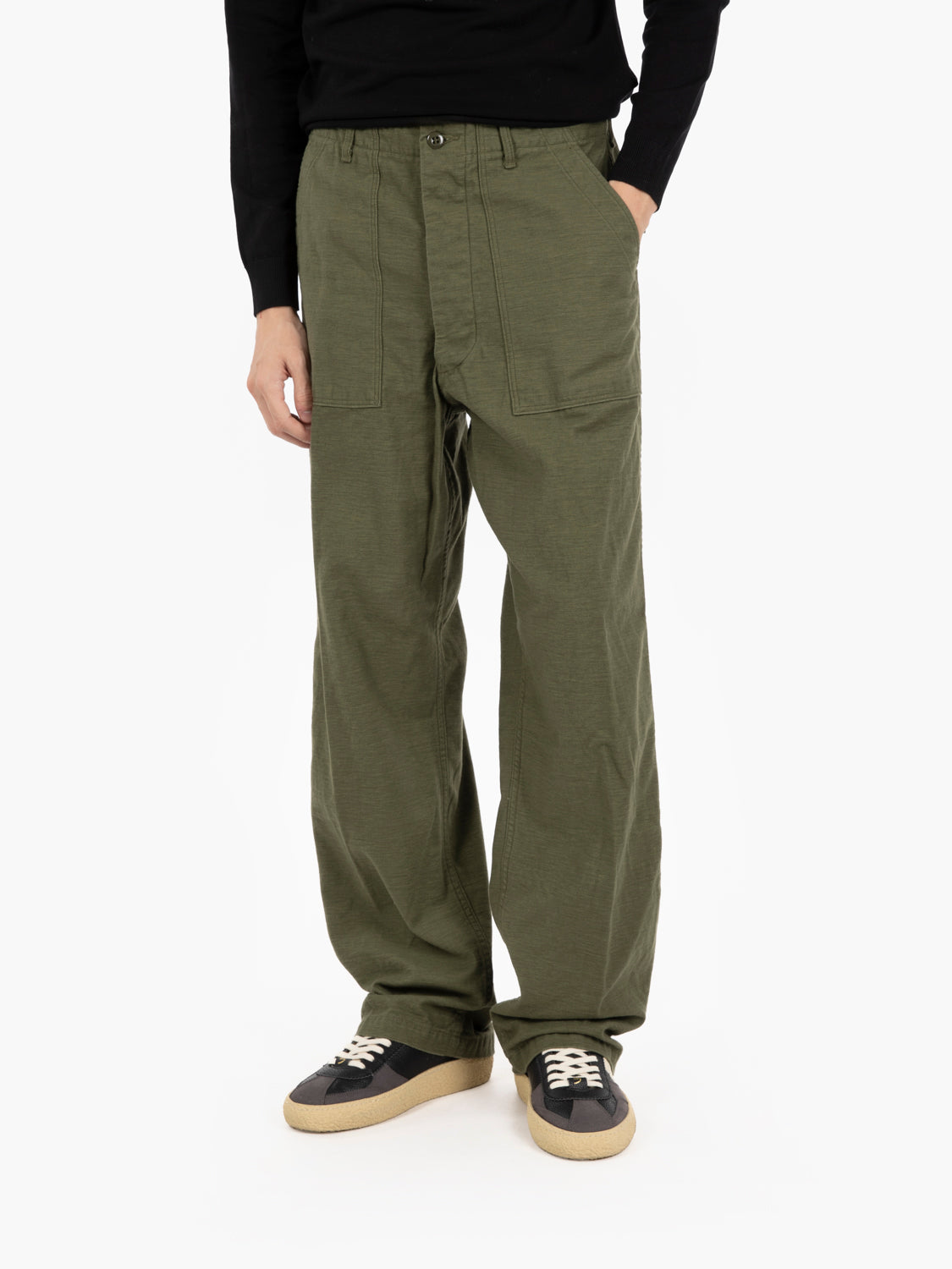 Vintage fit army trousers dark olive
