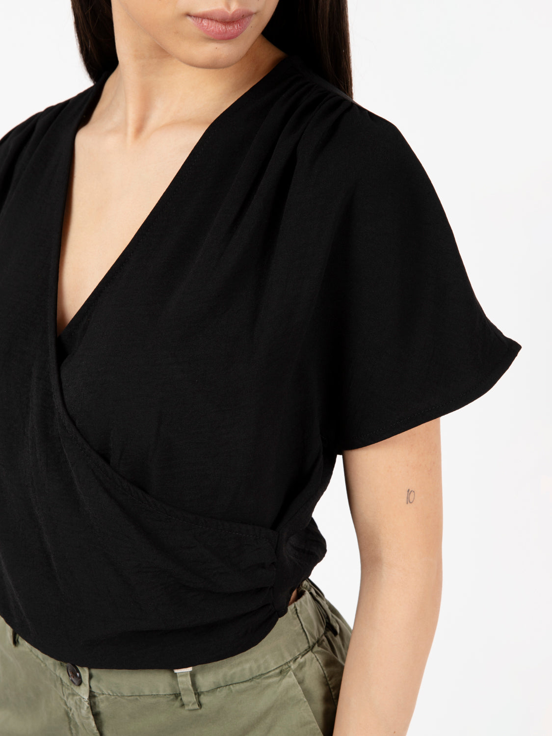 Black crossover blouse