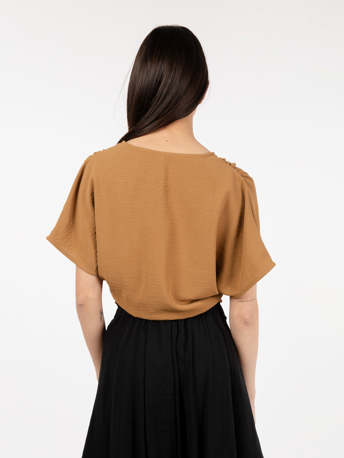Tobacco crossover blouse