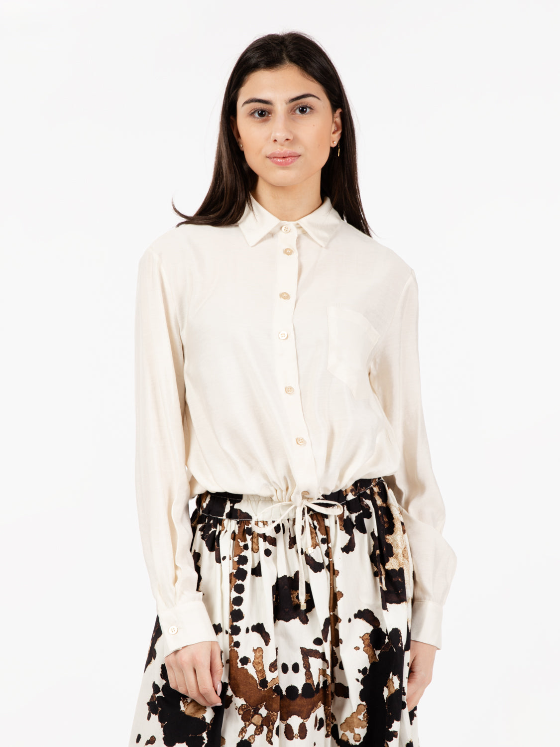 Cream Drawstring Shirt