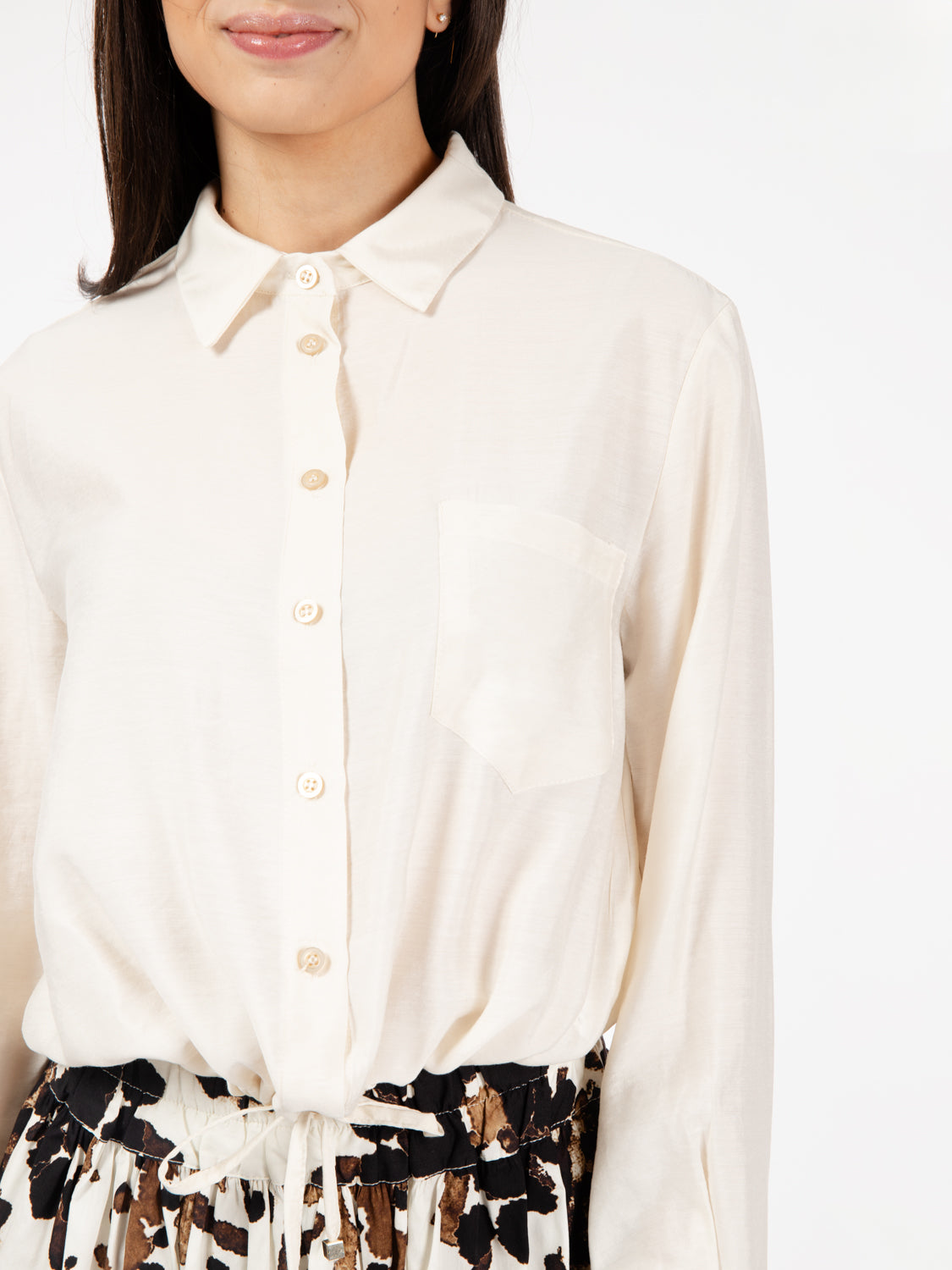 Cream Drawstring Shirt
