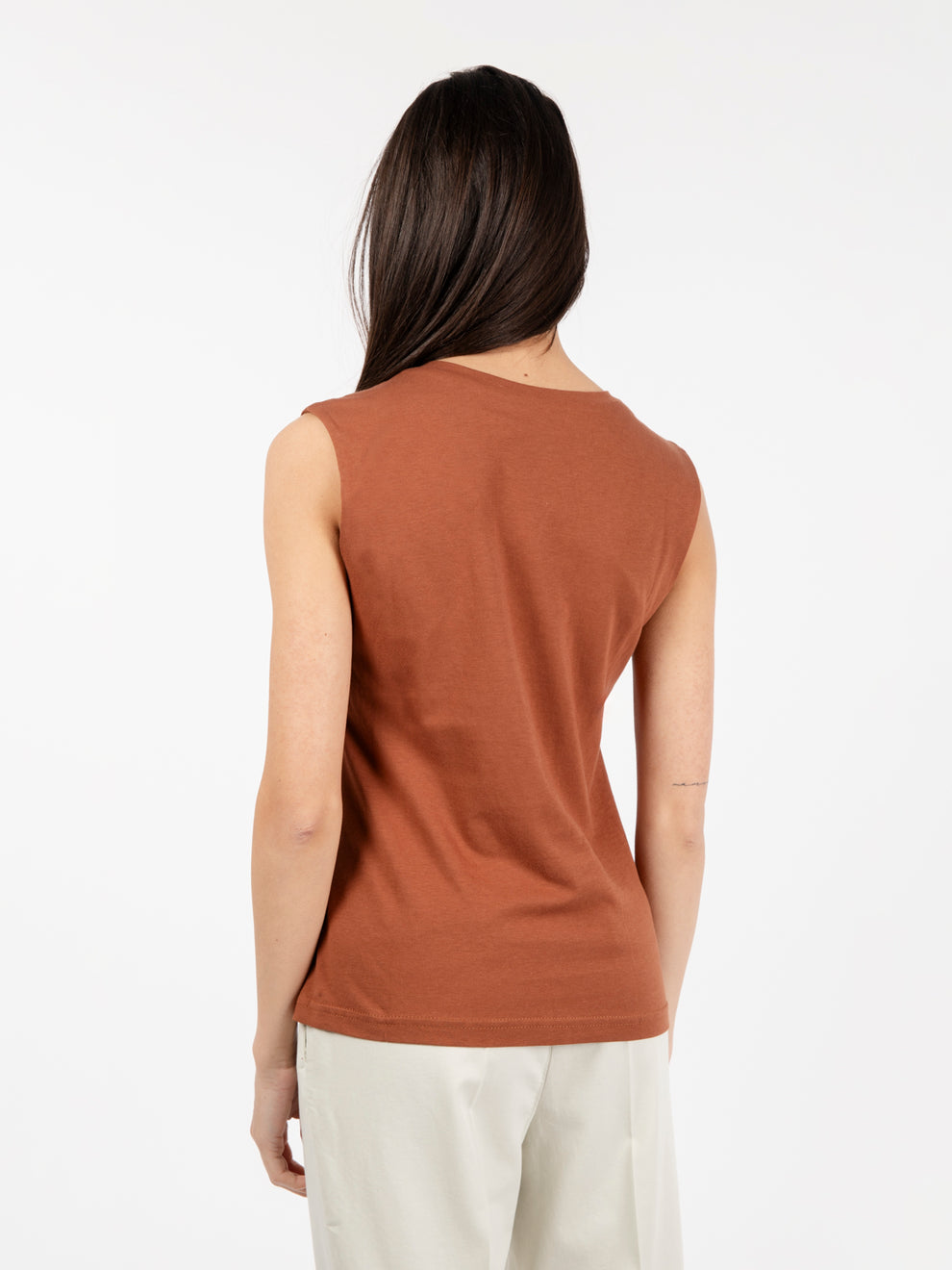 Maglia con frange tabacco