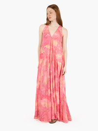 Pink flared long dress