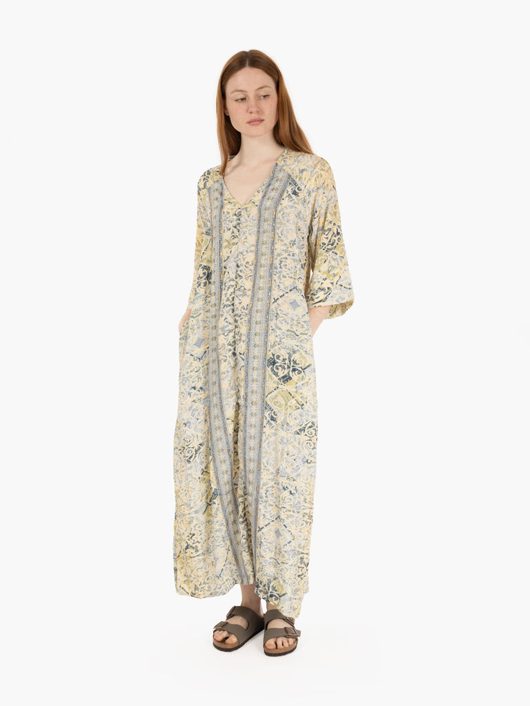 PAHIESA - Abito tunica lungo azzurro / oro