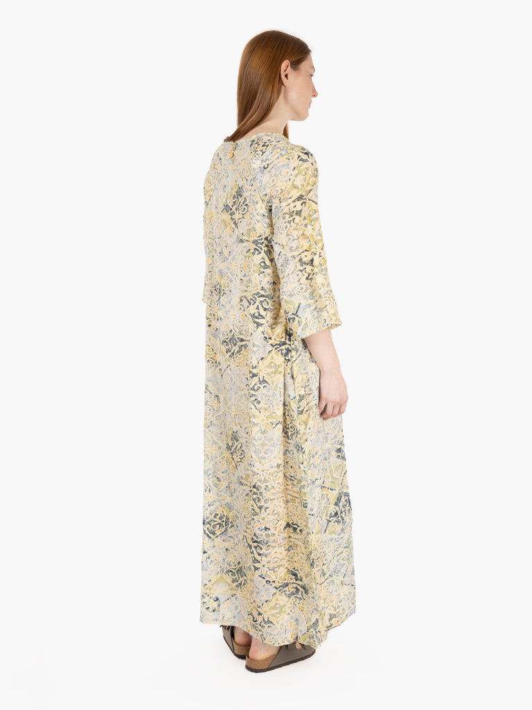 PAHIESA - Abito tunica lungo azzurro / oro