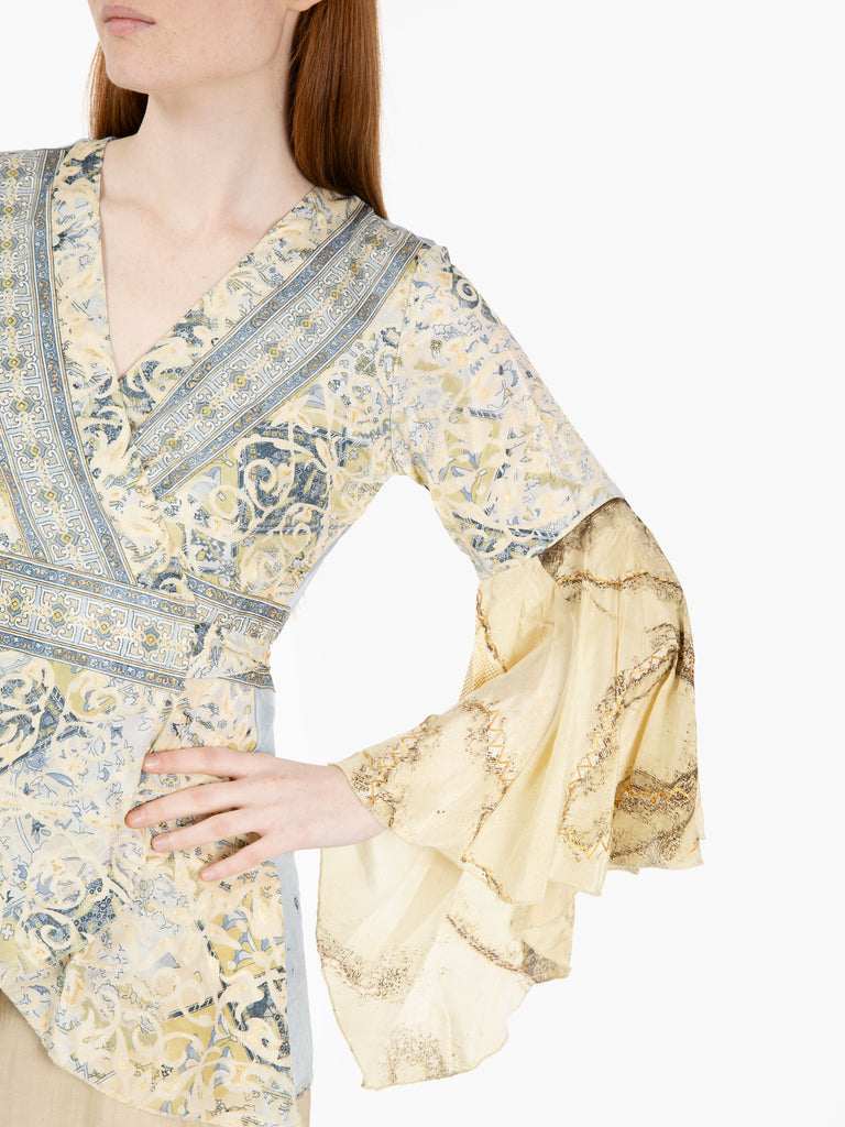 PAHIESA - Camicia con manica svasata azzurro / oro